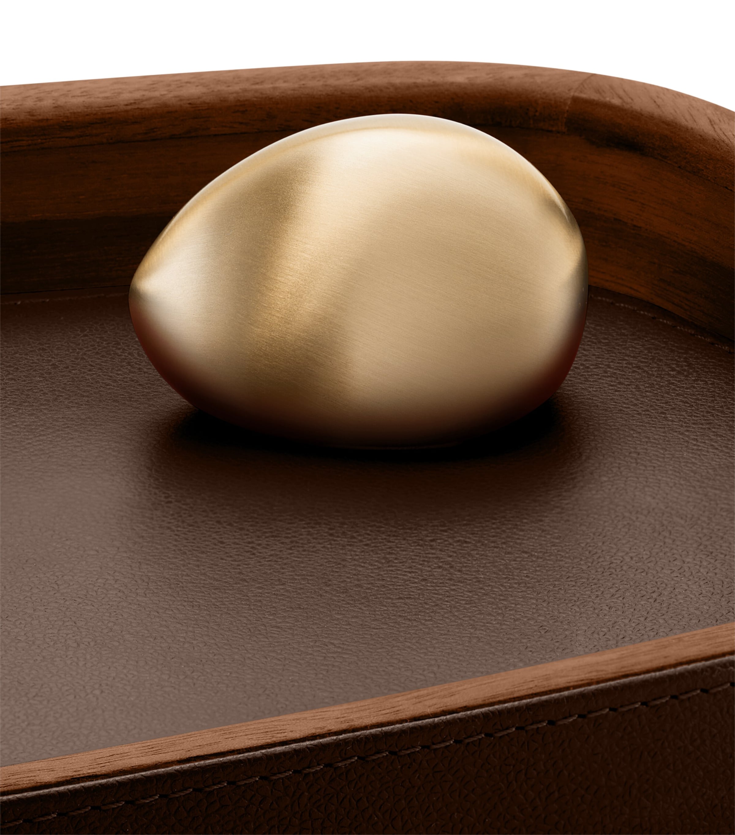 Leather Pebble Trinket Tray BROWN Image 3