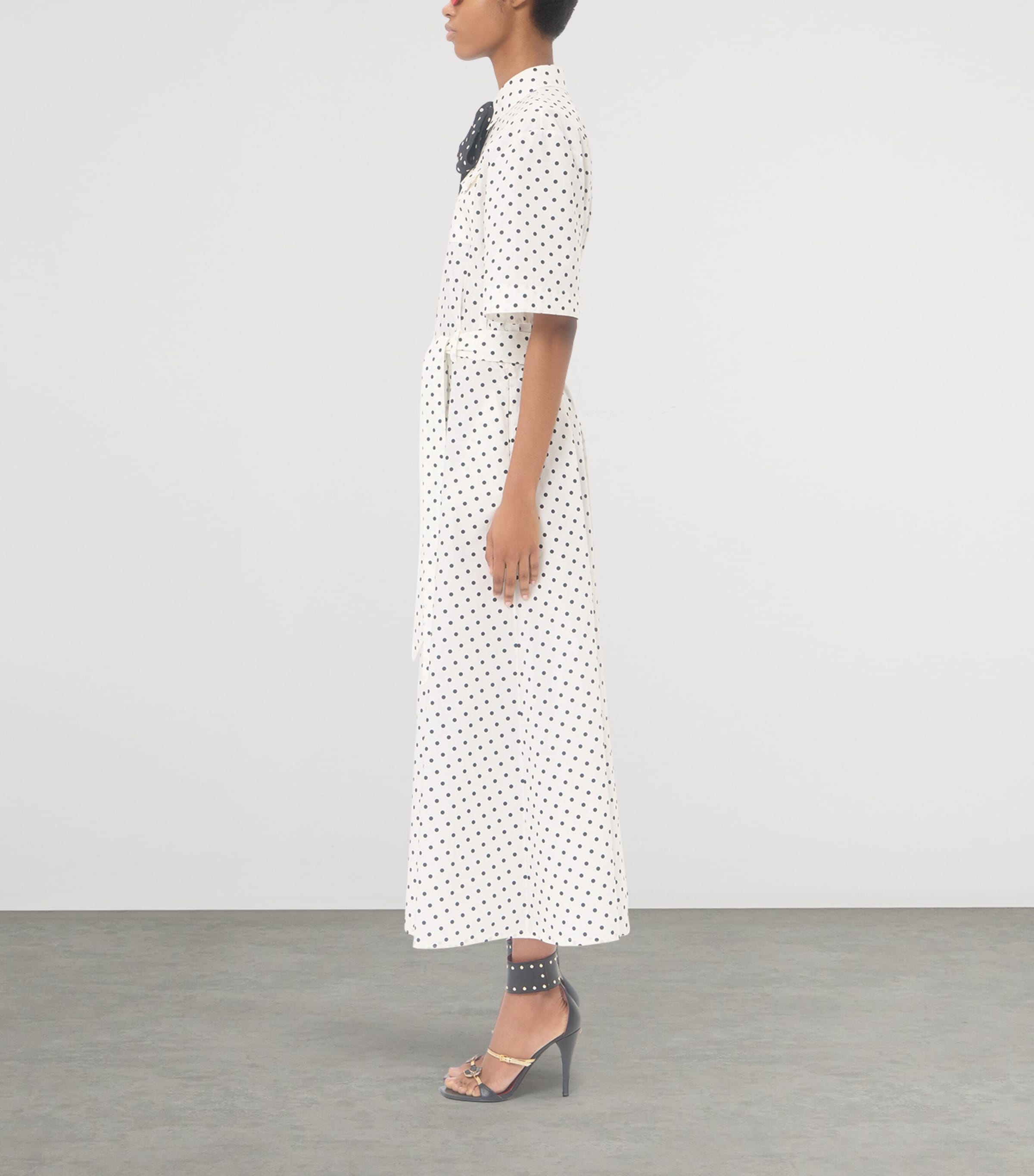 Valentino Womens Cotton Polka-Dot Midi Dress Image 4