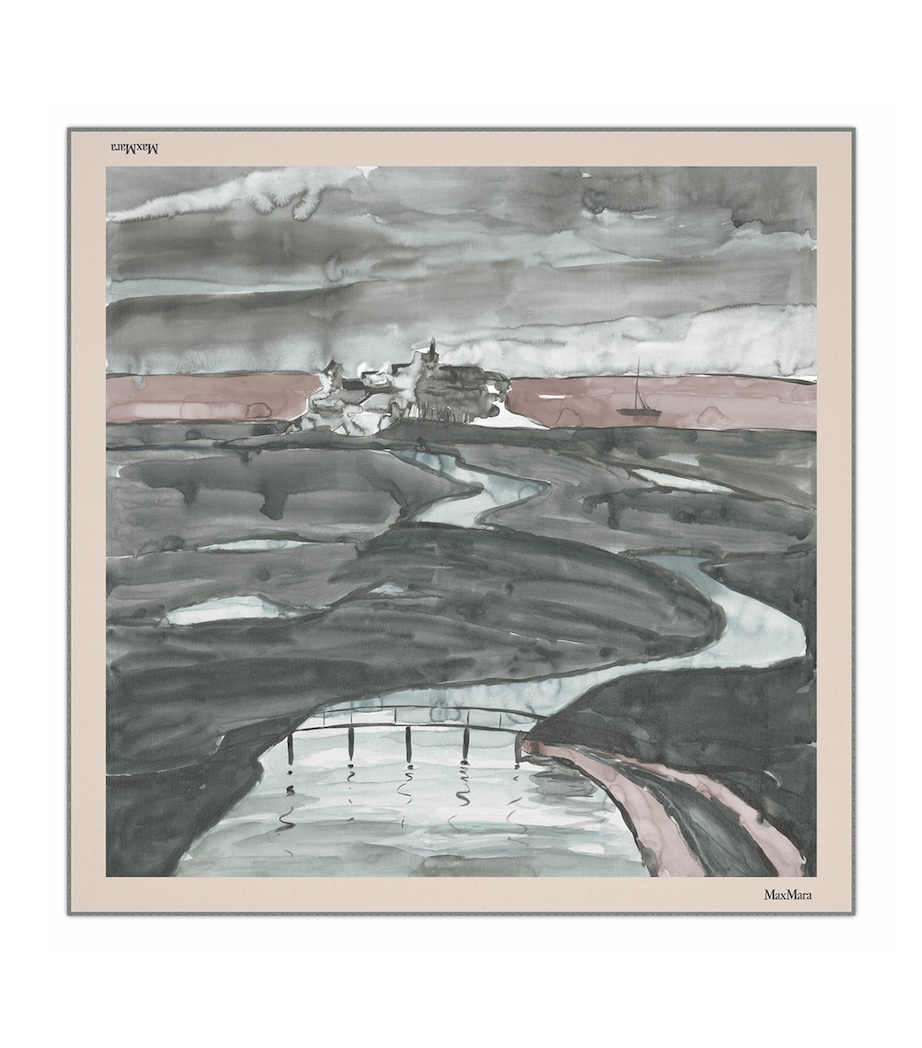 Max Mara Silk Printed Square Scarf Beige Image 1