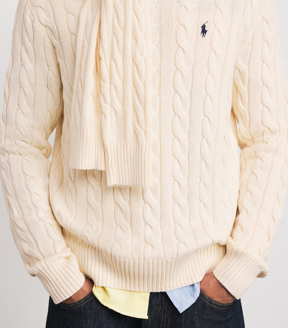 Cotton Cable-Knit Sweater CREAM Image 6