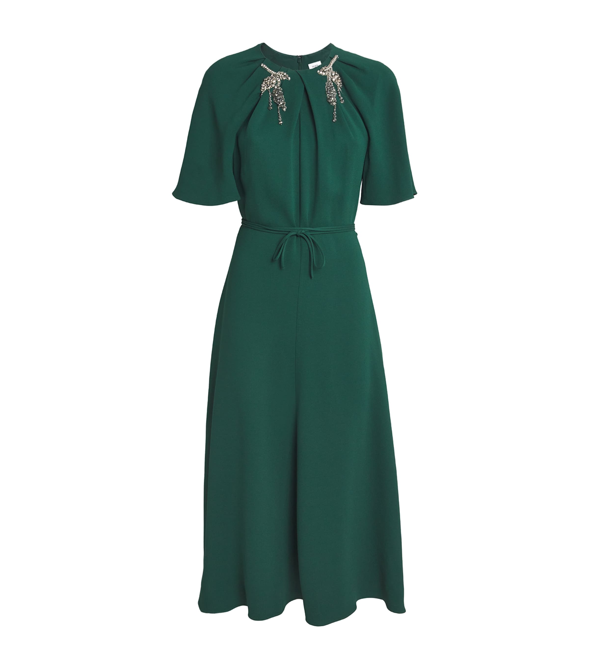 Shop Erdem Embellished A-line Midi Dress In Green