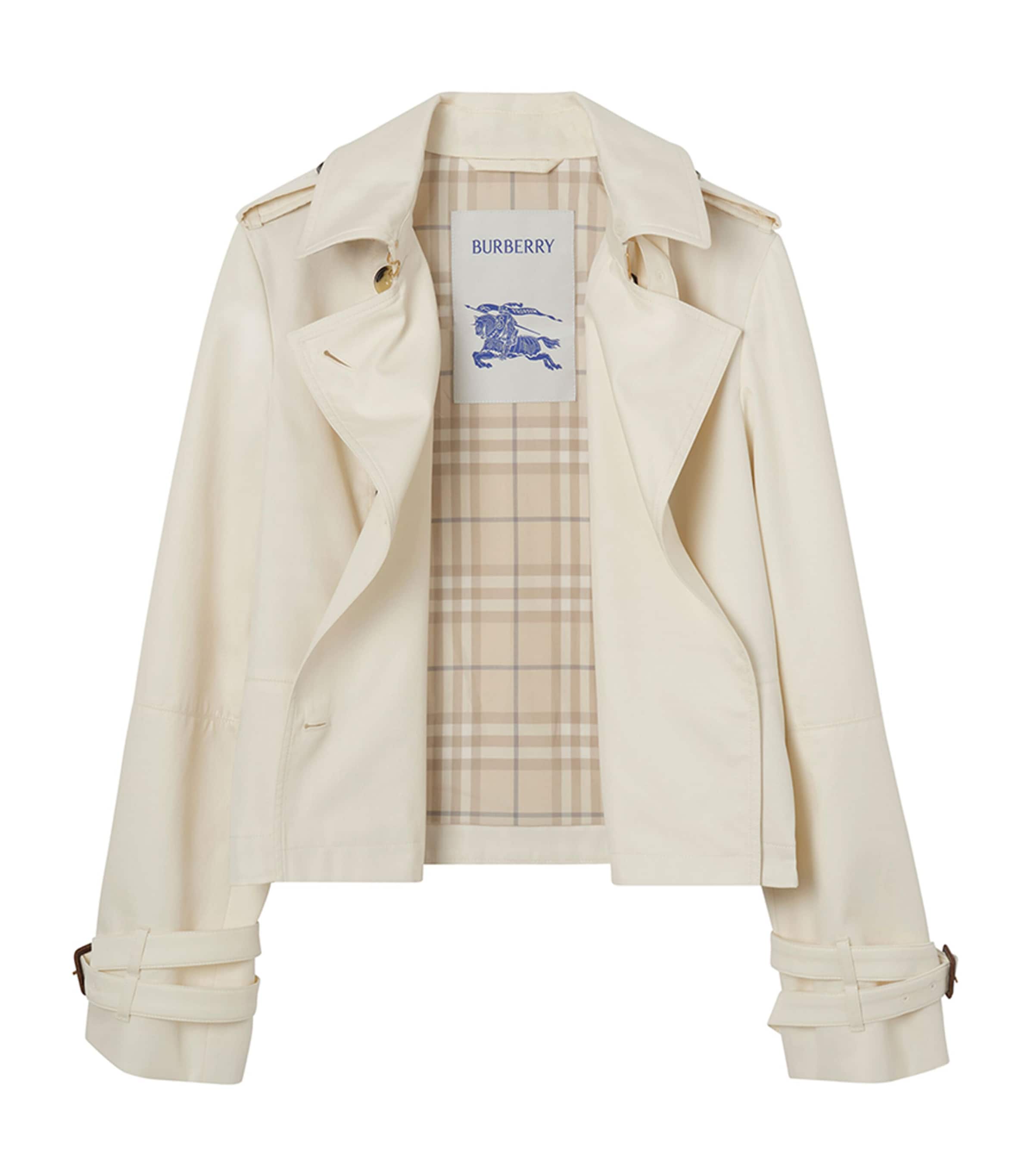 Burberry Womens Tropical Gabardine Swarby Trench Jacket Tundra White Image 6