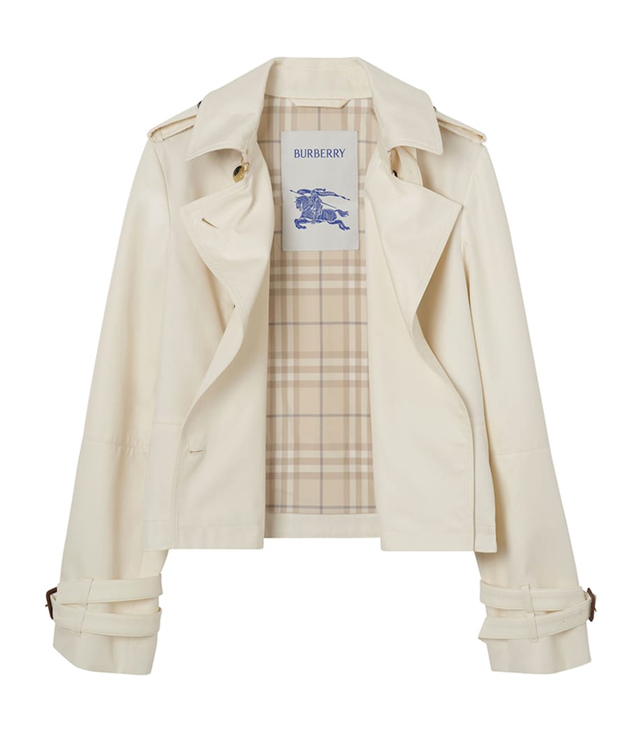 Burberry Womens Tropical Gabardine Swarby Trench Jacket Tundra White Image 6