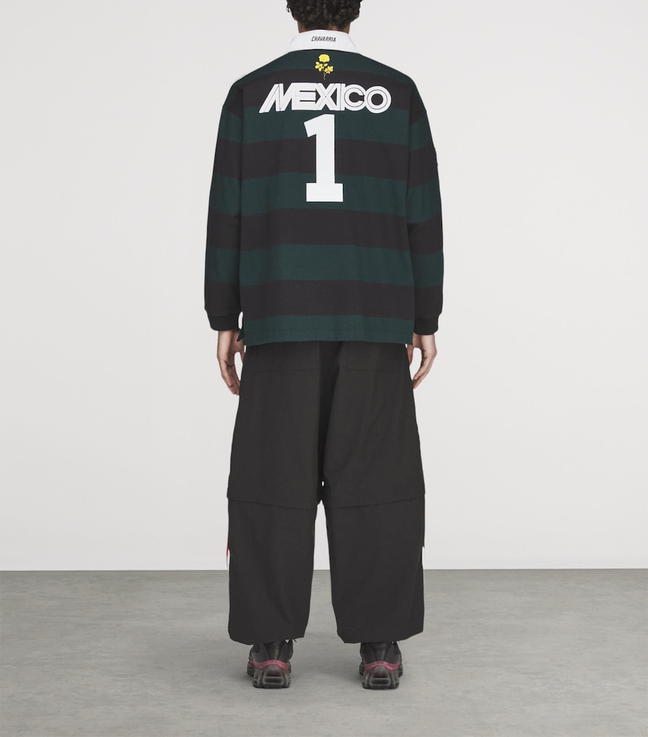 Willy Chavarria Mens x adidas Originals Mexico Rugby Shirt Black/aurora Ivy Image 4