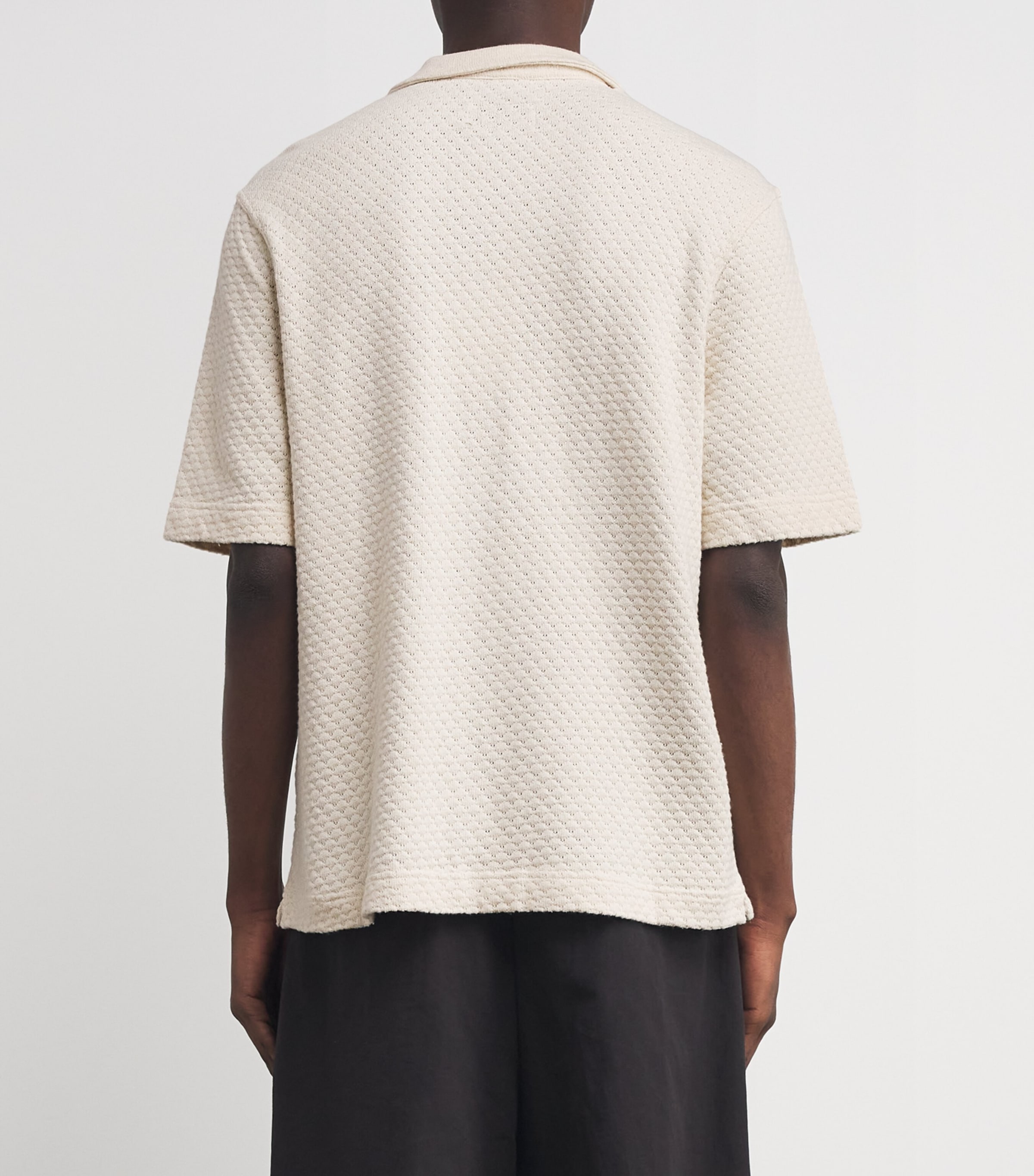 Officine Generale Mens Crochet Button-Up Shirt Ecru Image 4