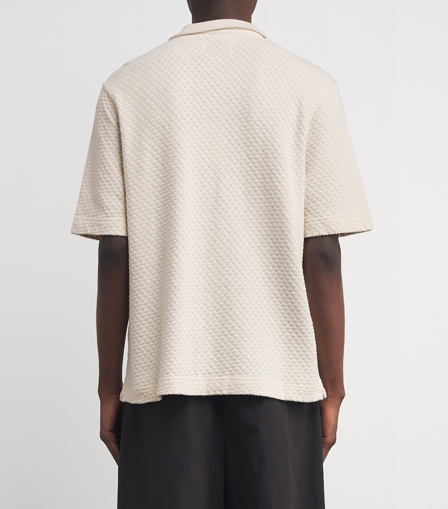 Officine Generale Mens Crochet Button-Up Shirt Ecru Image 4