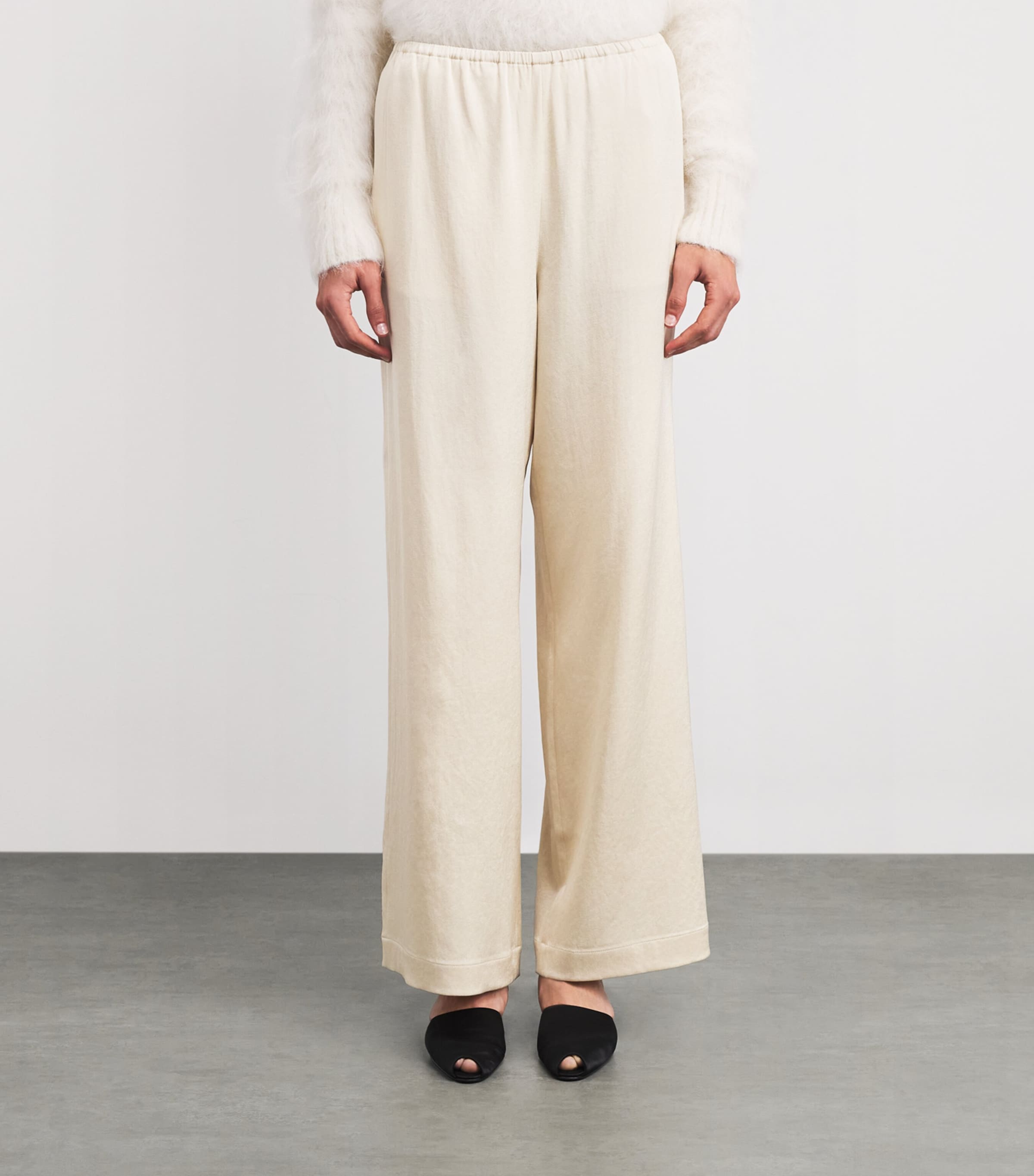 Silk Arvenn Wide-Leg Trousers ECRU Image 3