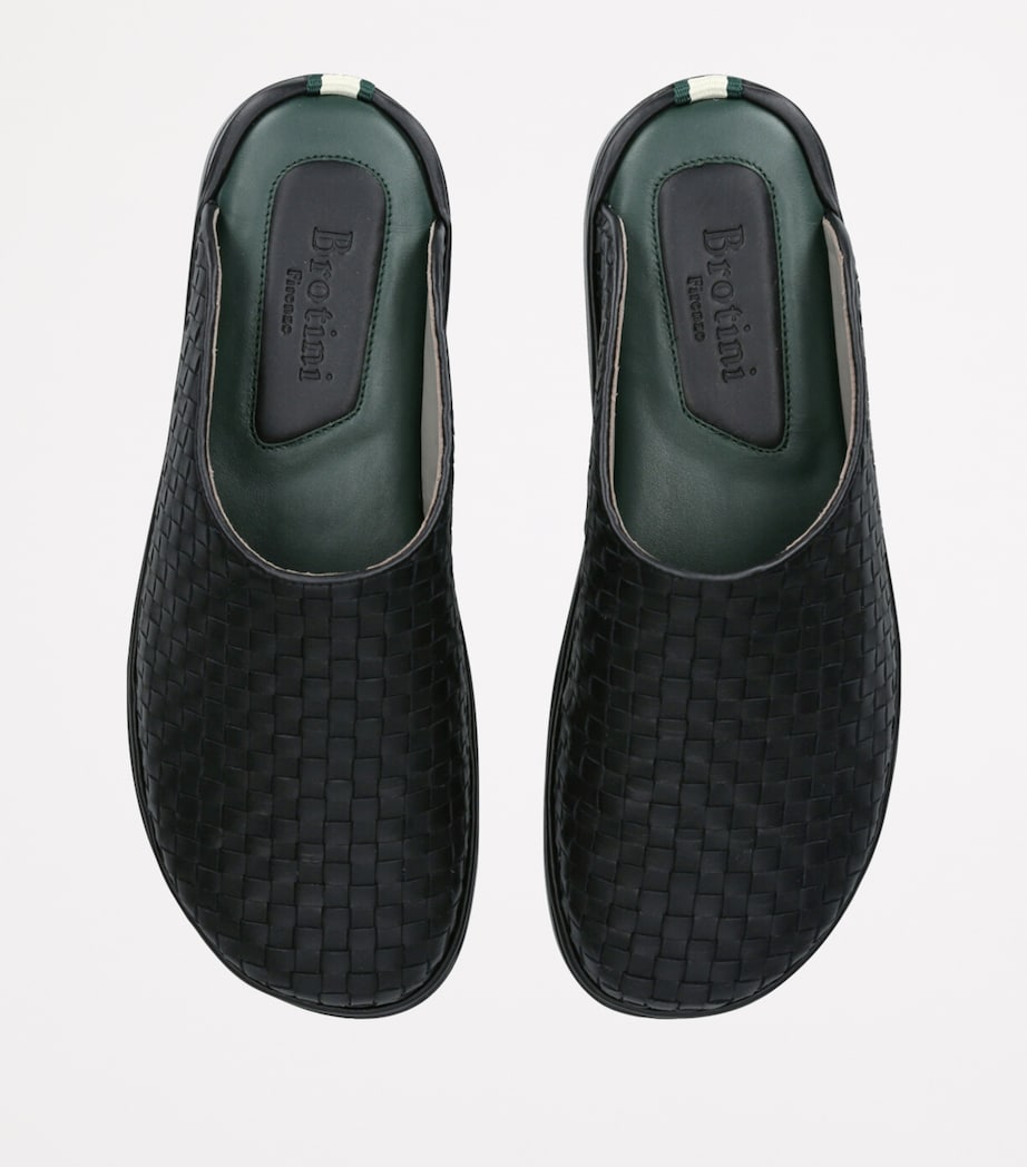 Brotini Leather Woven Mules Black Image 4