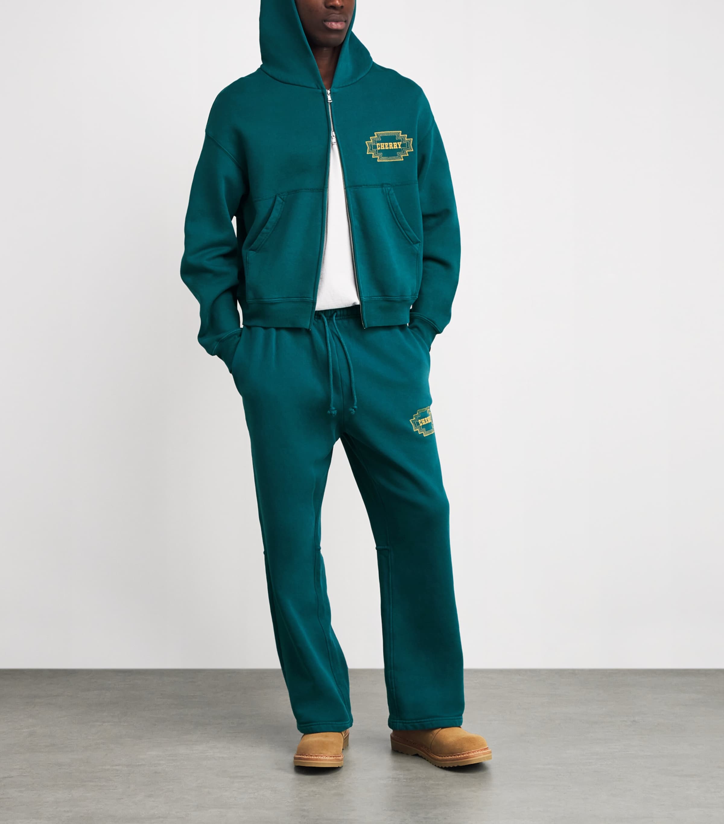 Cotton Navajo Embroidery Parachute Sweatpants TEAL Image 2