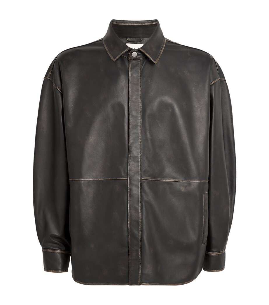 Leather Overshirt BLACK WASHED Image 1
