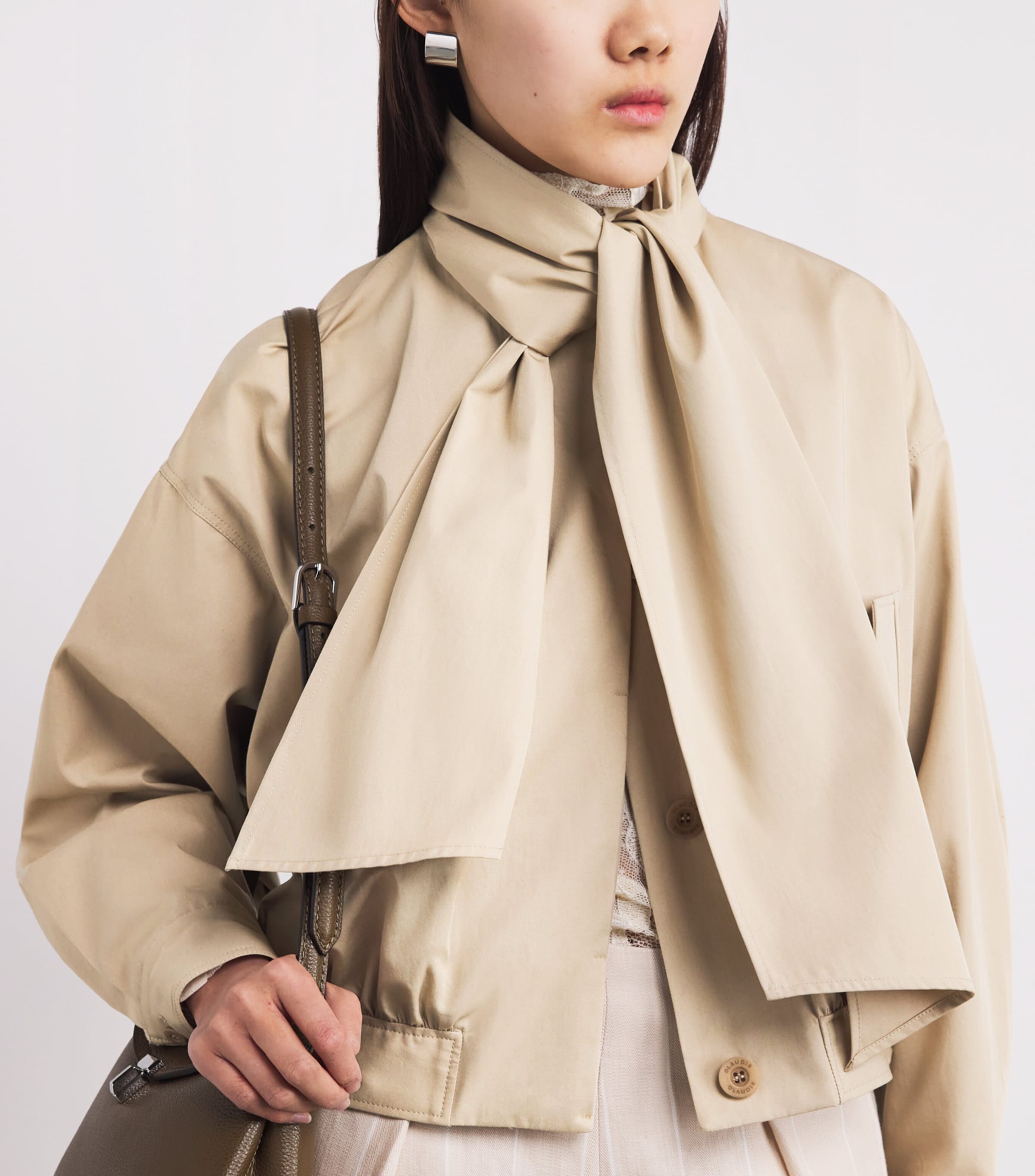 Claudie Pierlot Womens Cotton Scarf Jacket Beige Image 6