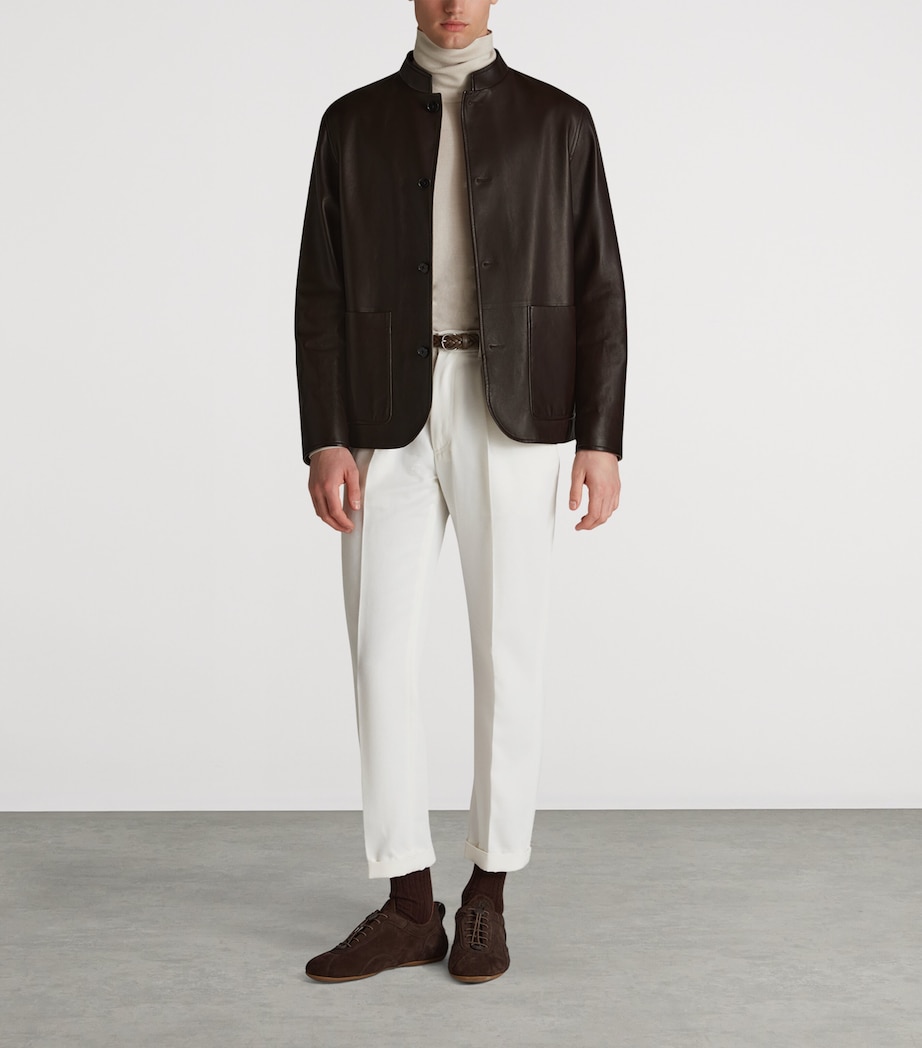 Leather Driving Jacket 287CHOCOLATE BROWN Image 2