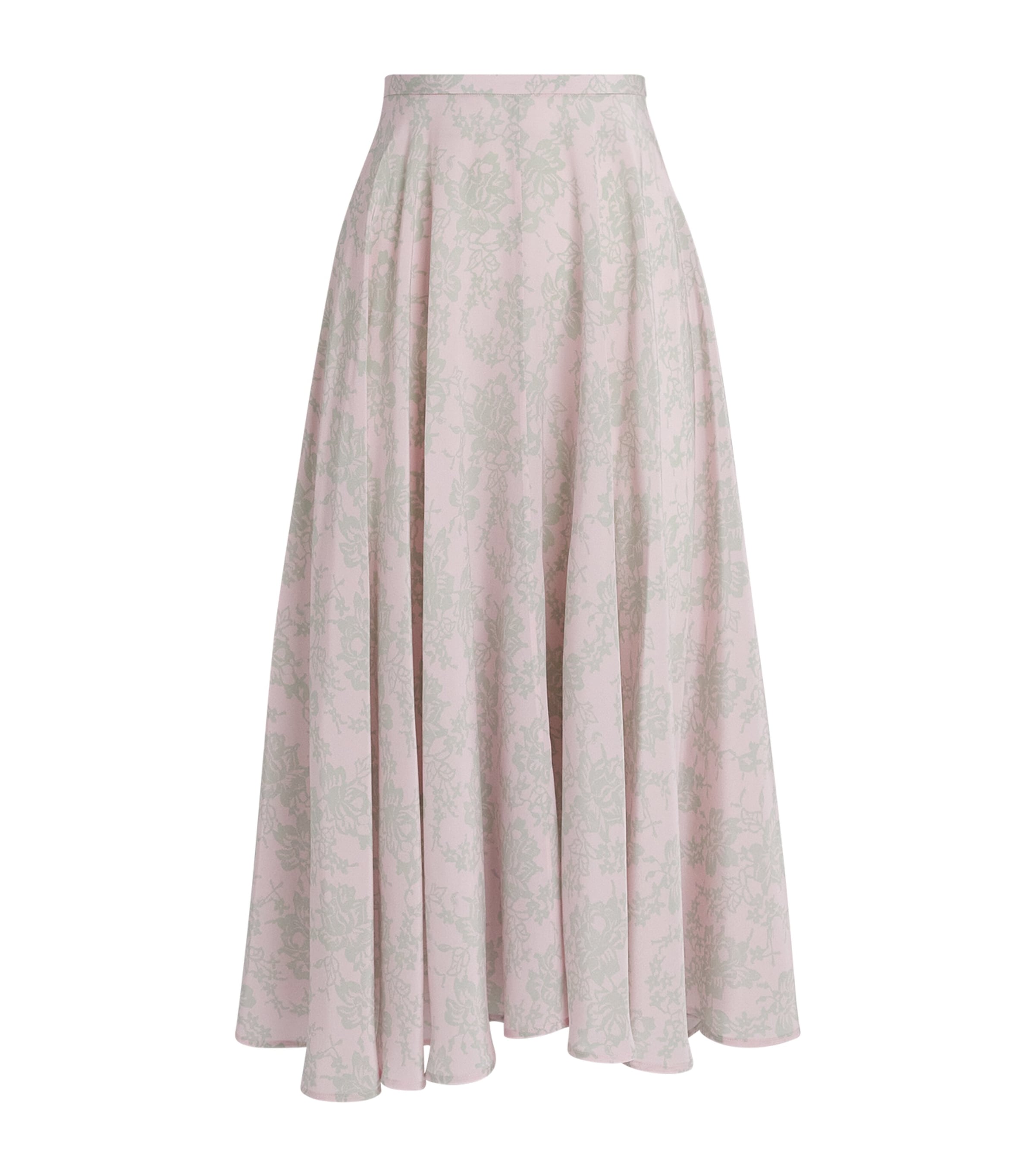 BITE Studios Womens Silk Floral Miren Midi Skirt Rose Pink Image 1