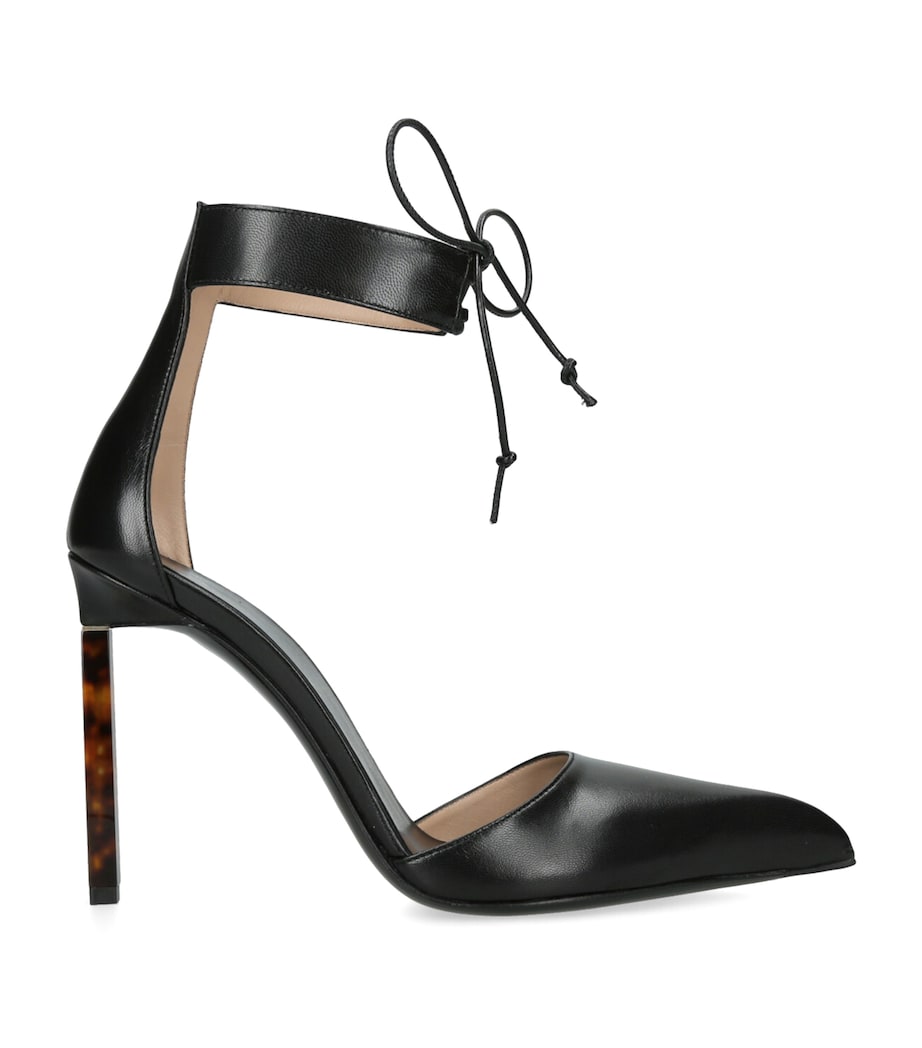 Leather Ankle Strap Pumps 105 BLACK Image 1