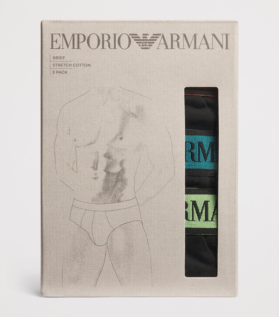 Emporio Armani Mens Stretch-Cotton Logo Briefs (Pack of 3) Black/bla Image 4