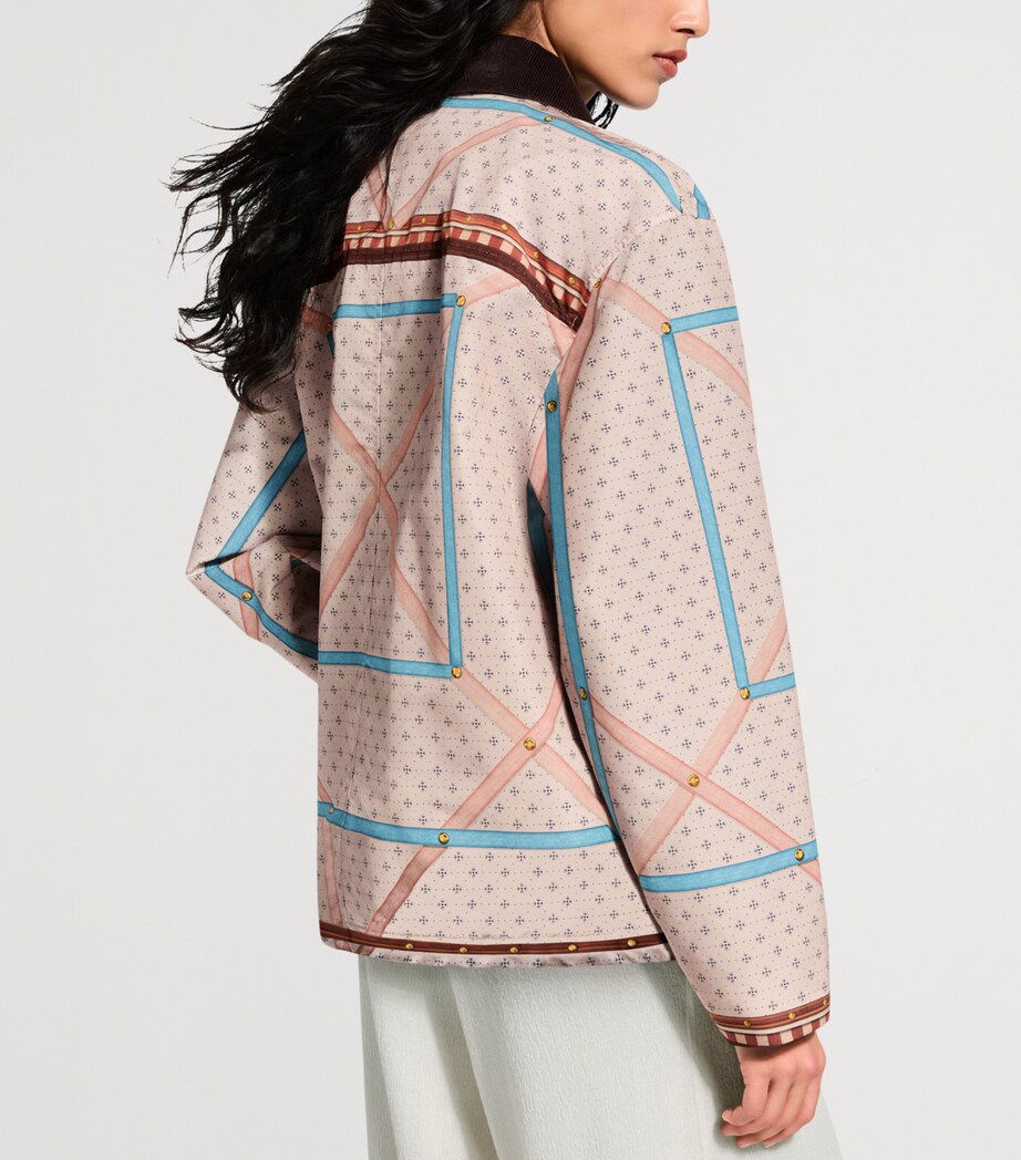 LOUIS VUITTON Womens Corduroy-Trim Trunk Print Jacket Beige Image 4