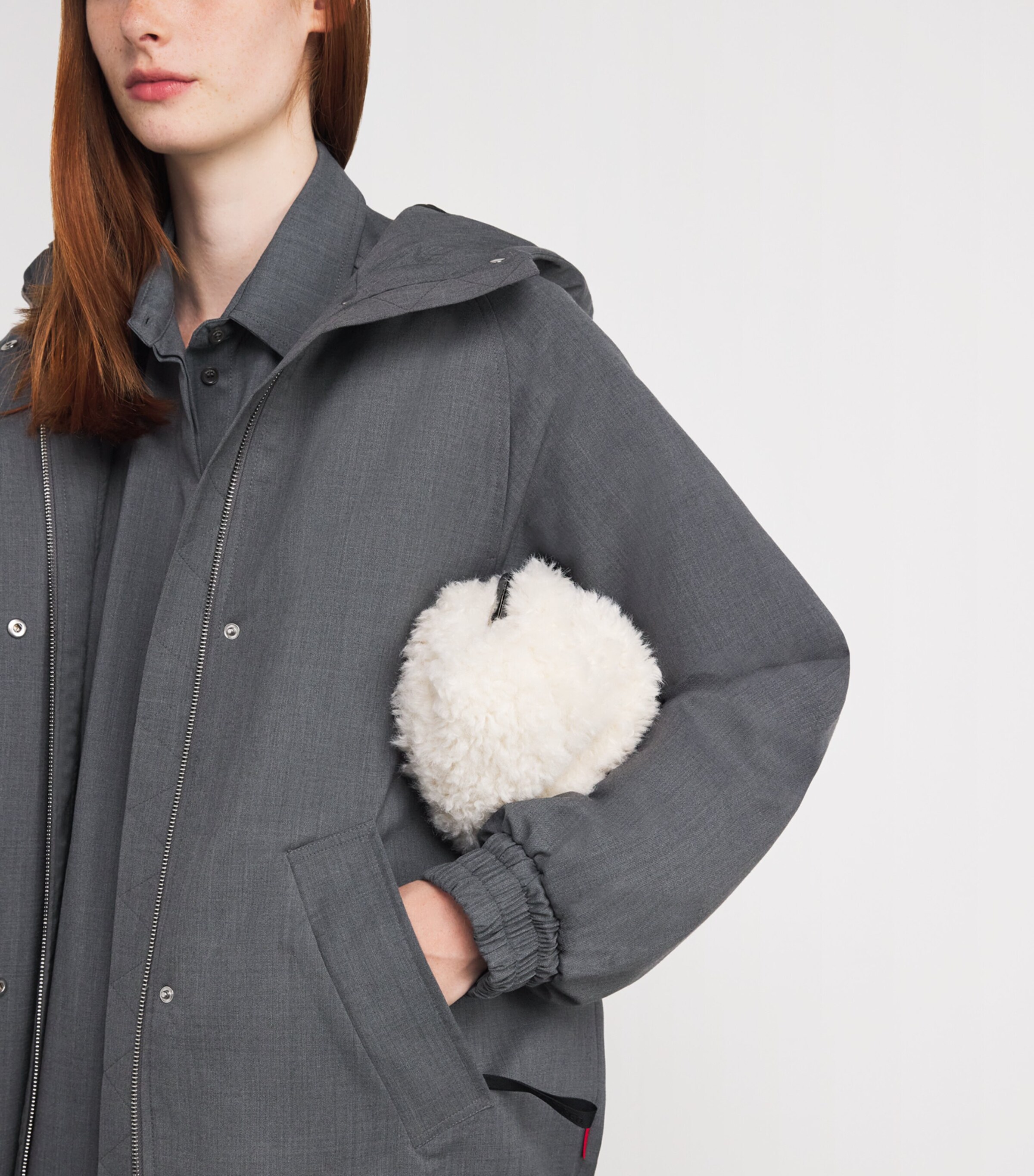 Virgin Wool-Blend Padded Jacket MELANGE GREY Image 6