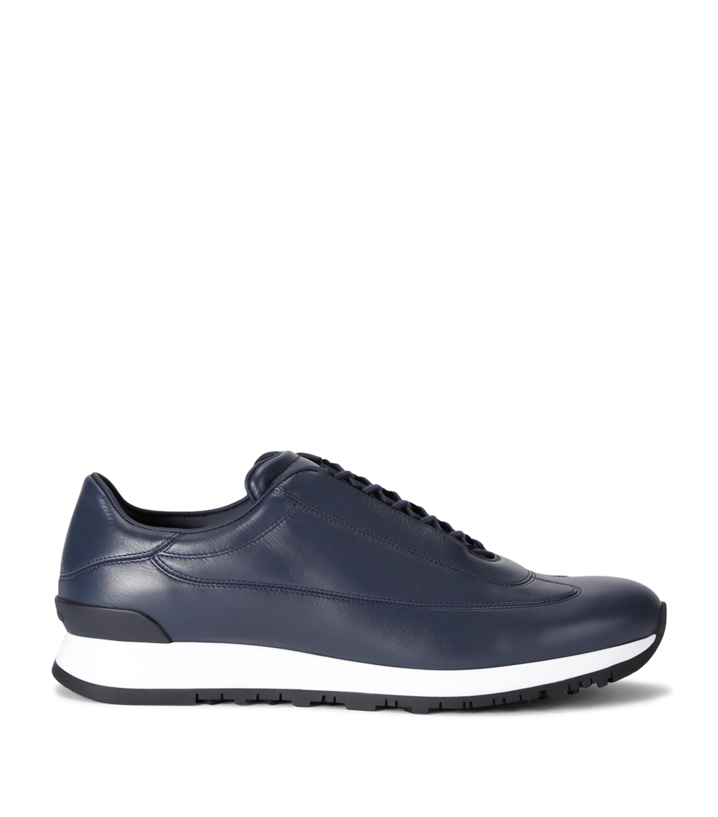 John Lobb River Ii Leather Slip-on Sneakers In Blue