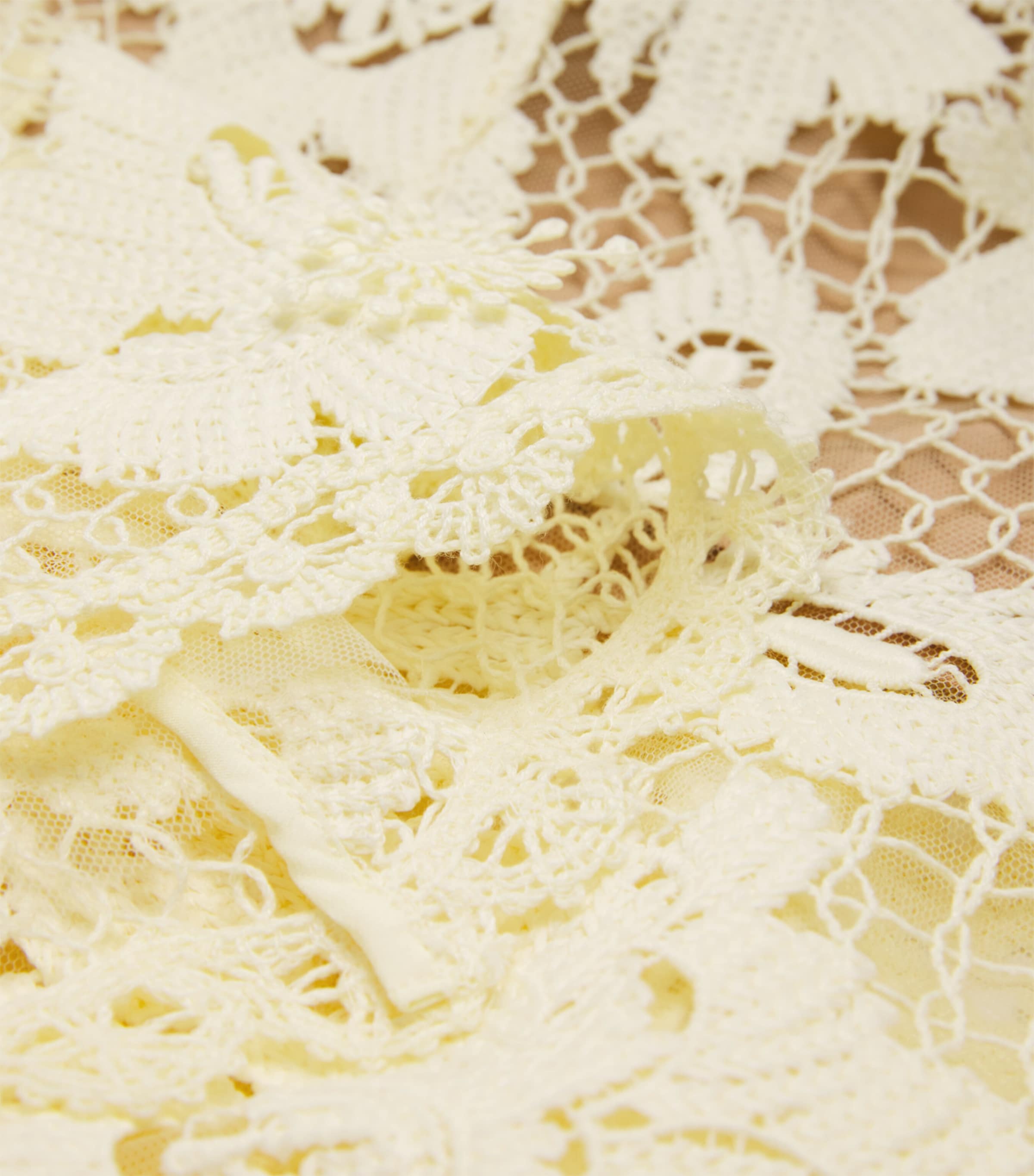 Self-Portrait Womens Crochet Lace Midi Dress Yellow Image 6