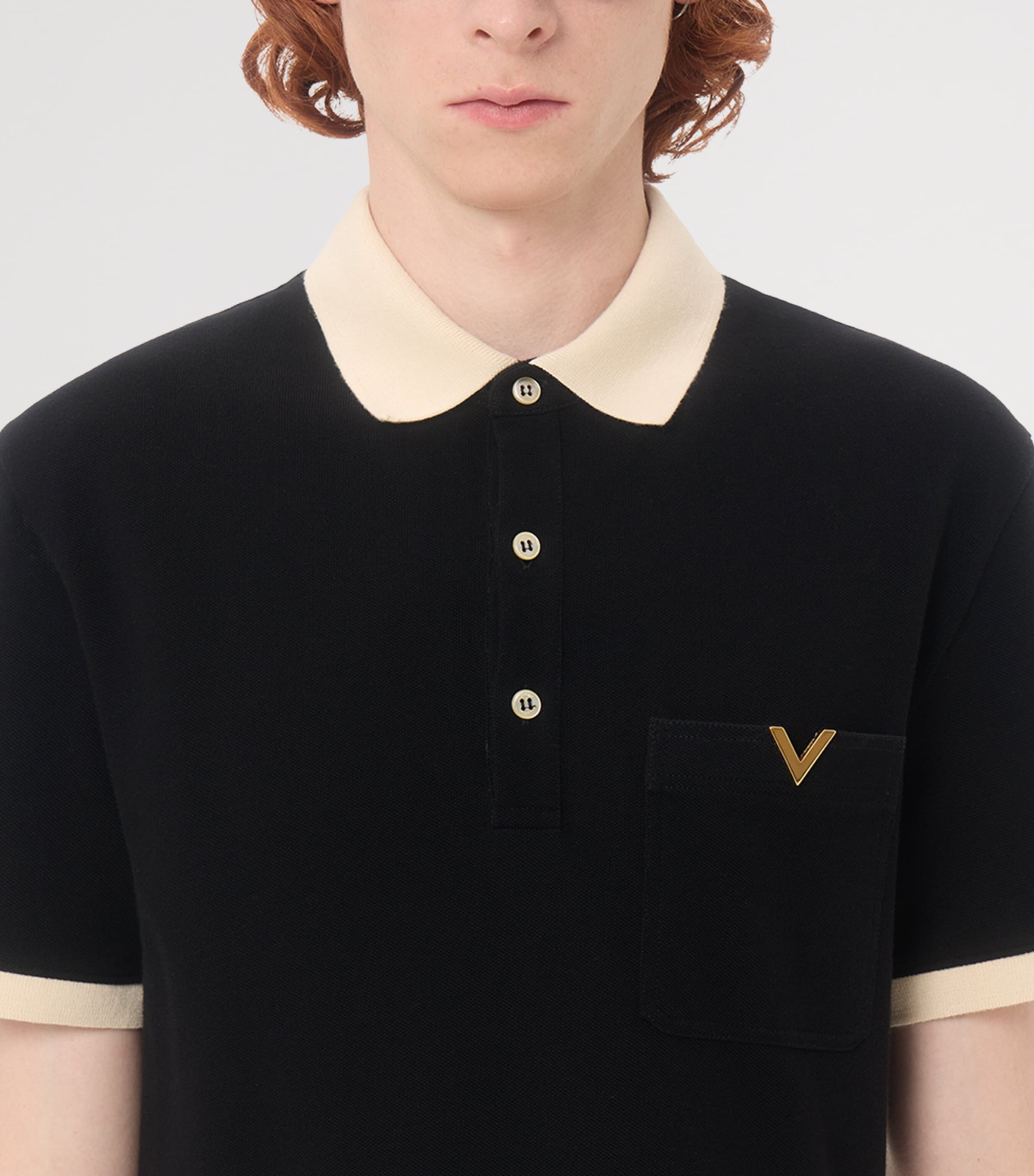 Valentino Garavani Mens Cotton Jersey VGold Polo Shirt Image 7