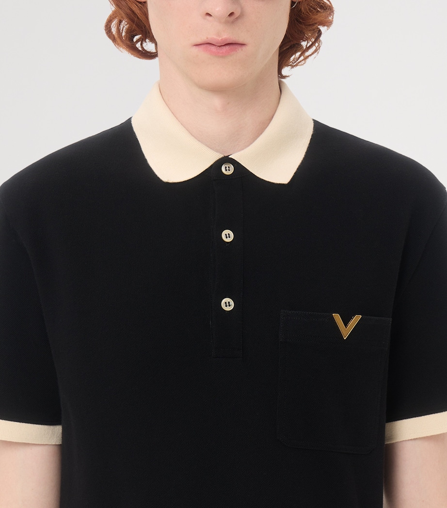 Valentino Garavani Mens Cotton Jersey VGold Polo Shirt Image 7
