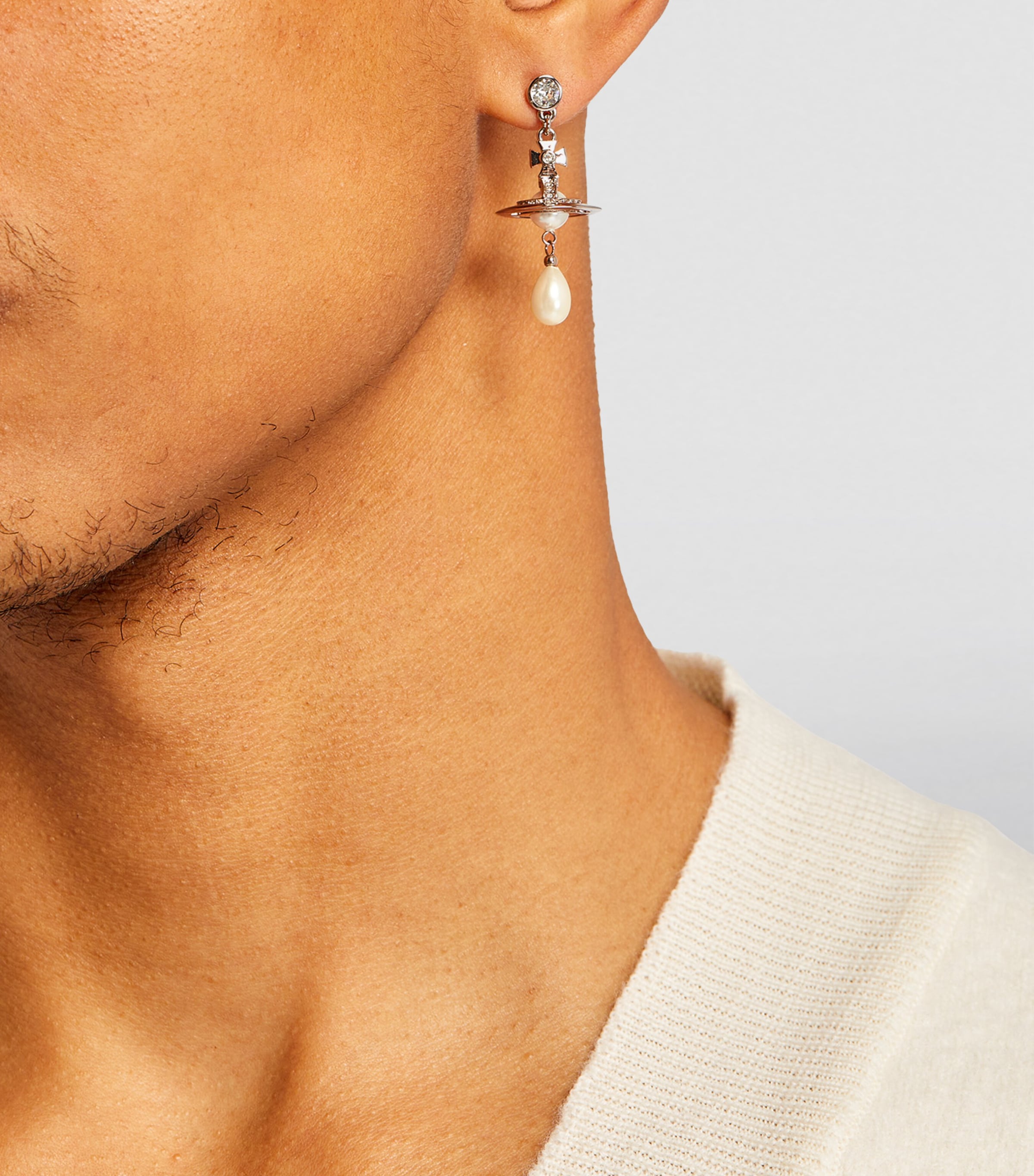 Vivienne Westwood Orb Single Drop Earring Platinum/pearl Image 5