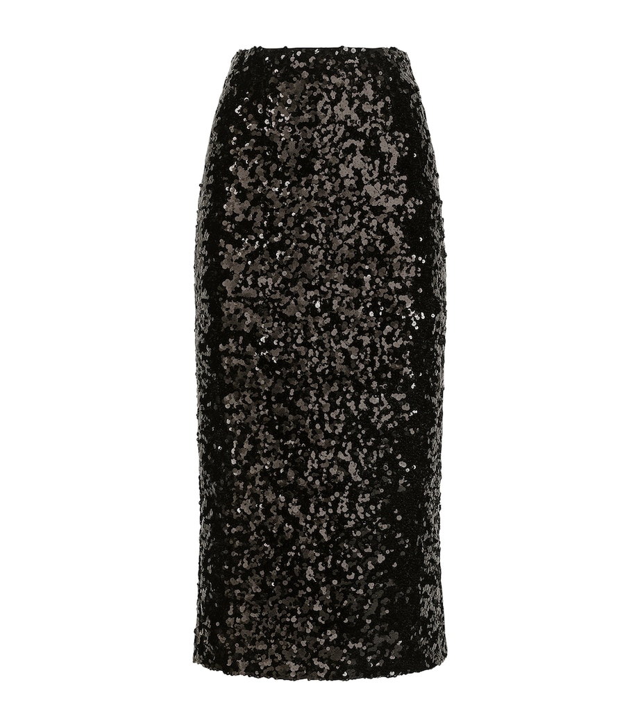 Sequinned Midi Pencil Skirt N0000-BLACK Image 1