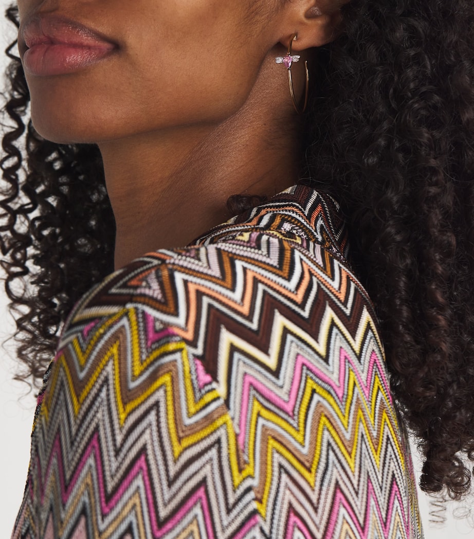 Rose Gold, Diamond and Pink Sapphire Honey Bee Single Hoop Earring ROSE GOLD Image 2