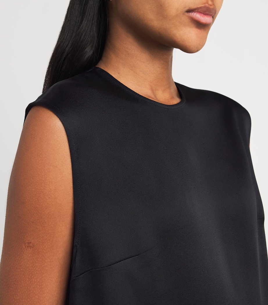 Satin Sleeveless Blouse 1000 BLACK Image 6