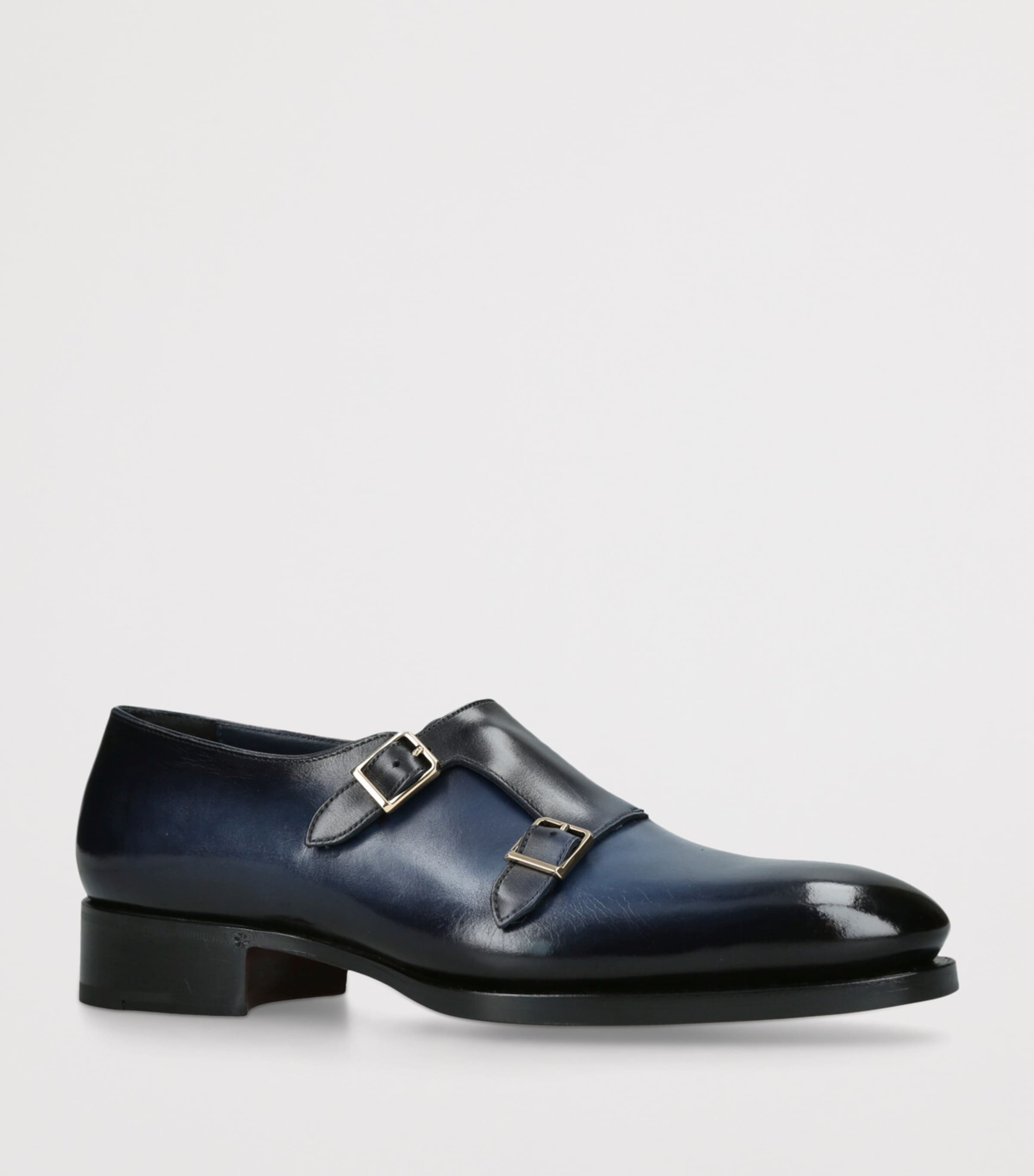Leather Eterna Double Monk Oxford Shoes NAVY Image 3