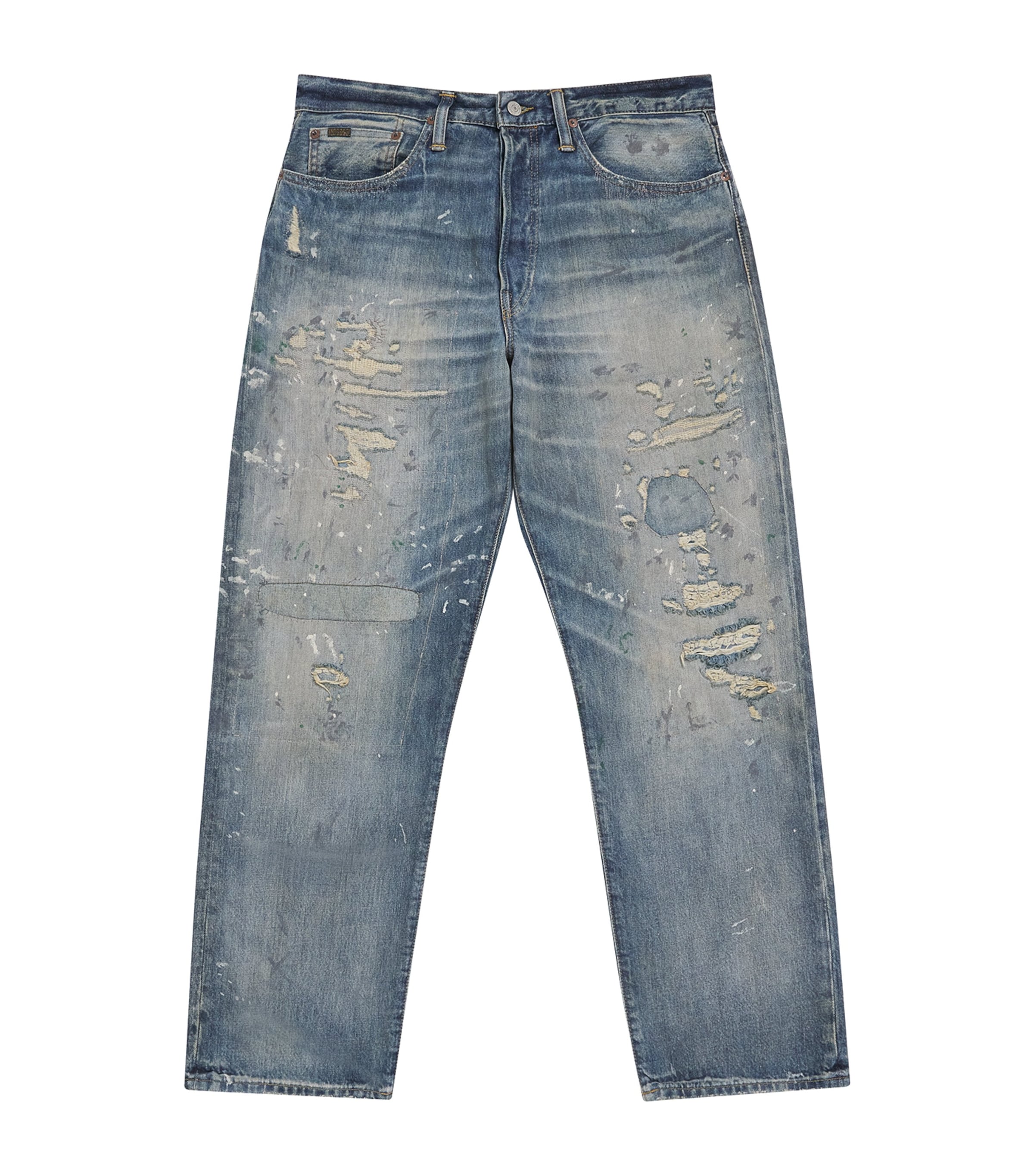 Polo Ralph Lauren Blue Distressed Straight-Leg Jeans