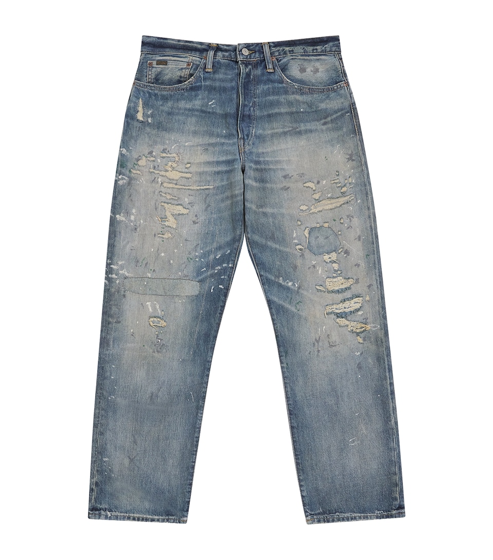 Distressed Straight-Leg Jeans
