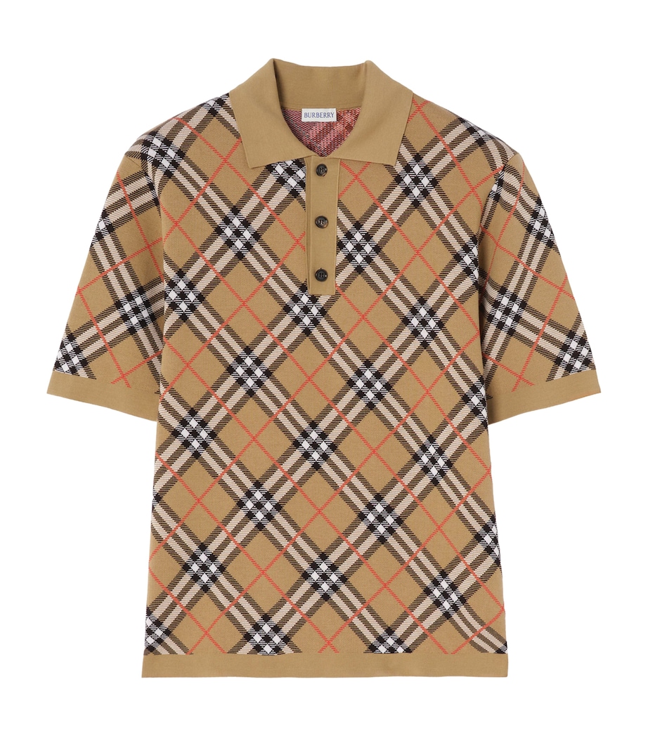 Burberry Mens Check Polo Shirt Sand Ip Check Image 1