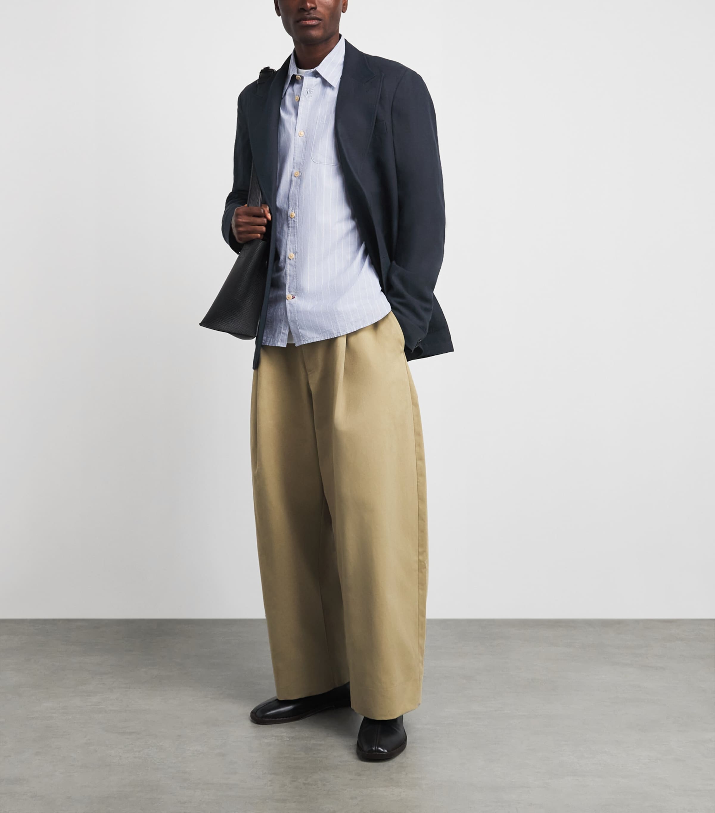 Oliver Spencer Mens Linen-Wool-Cotton Finsbury Blazer Navy Image 2