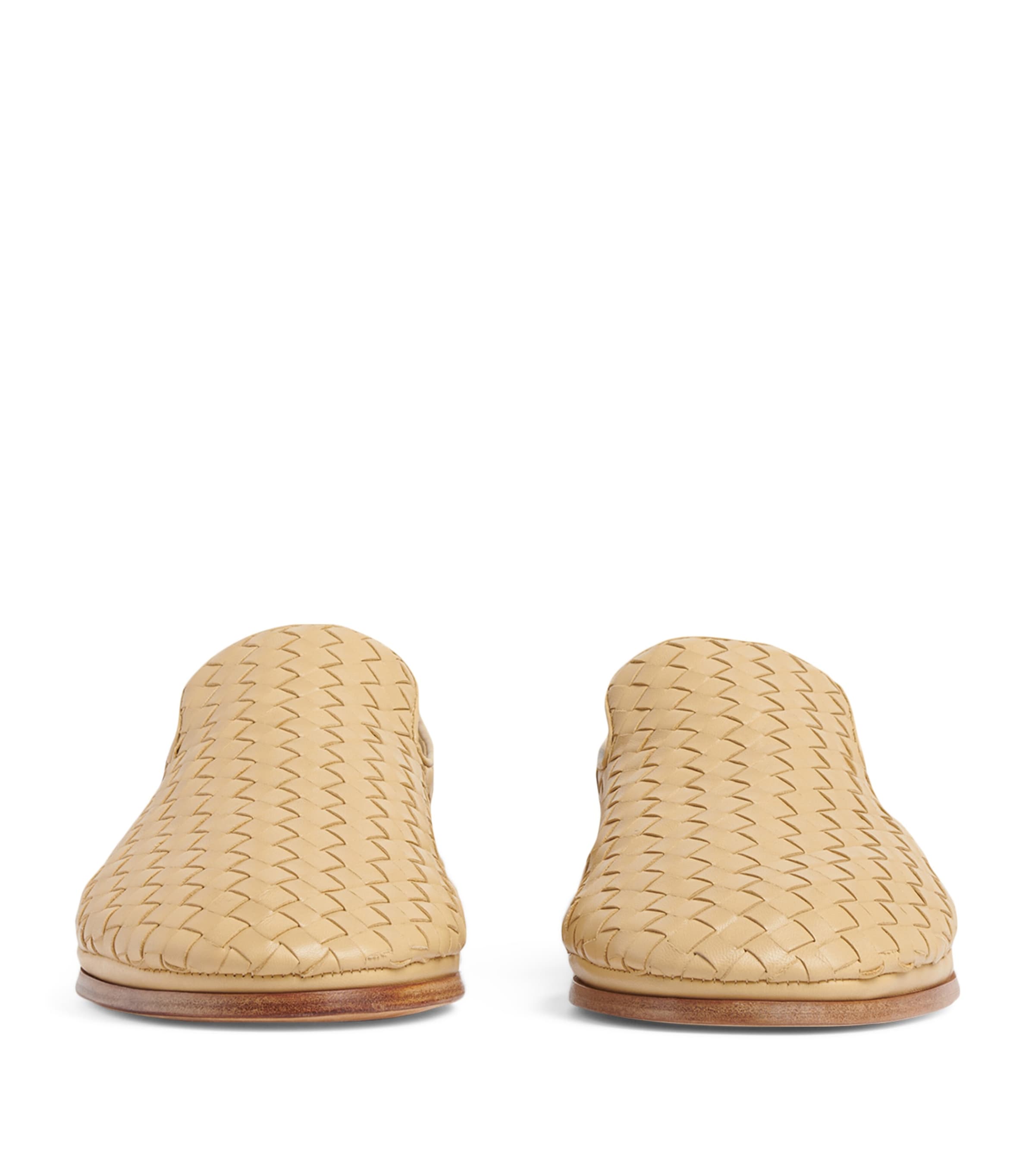 Leather Intrecciato Slippers CANE SUGAR Image 2