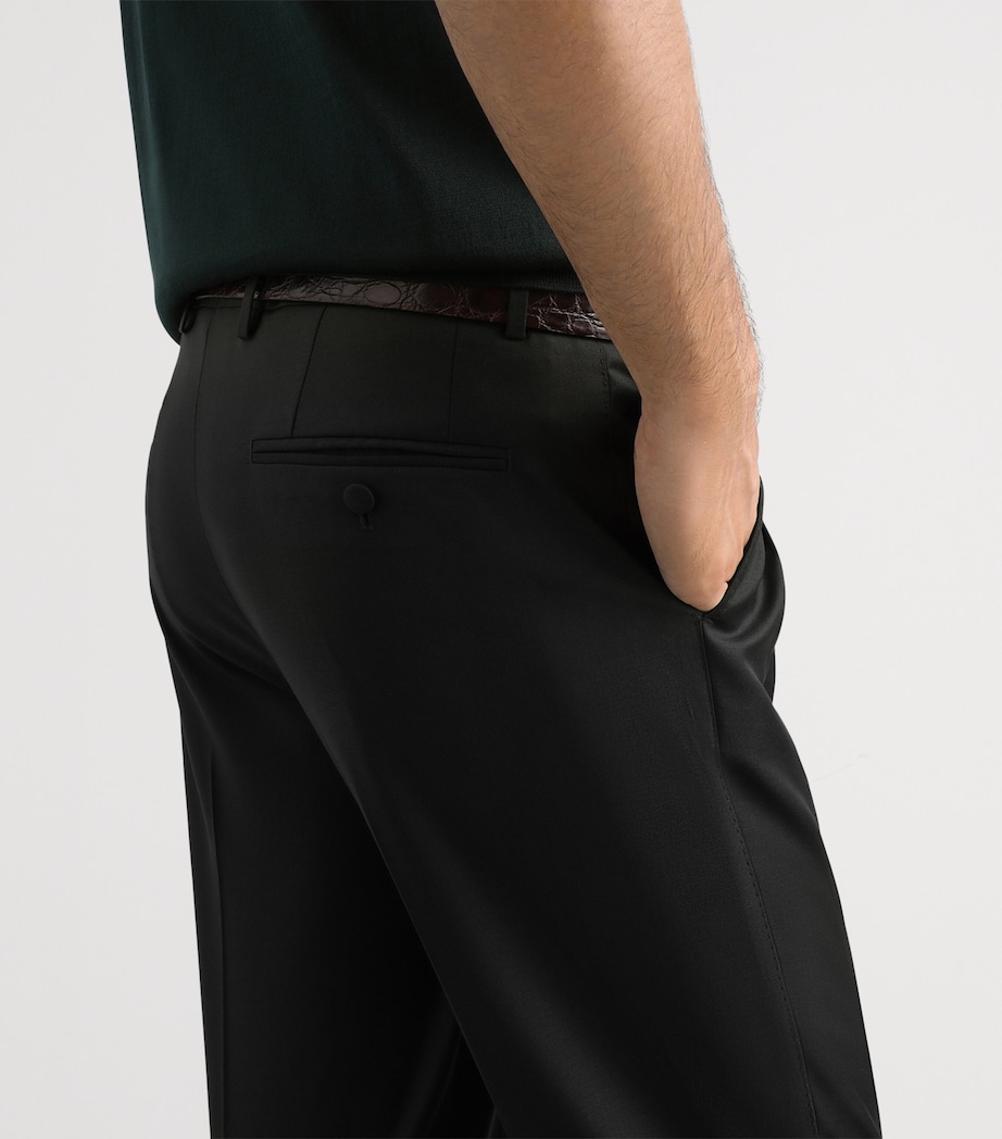 Virgin Wool Tailored Trousers V0687-DARK GREE Image 5