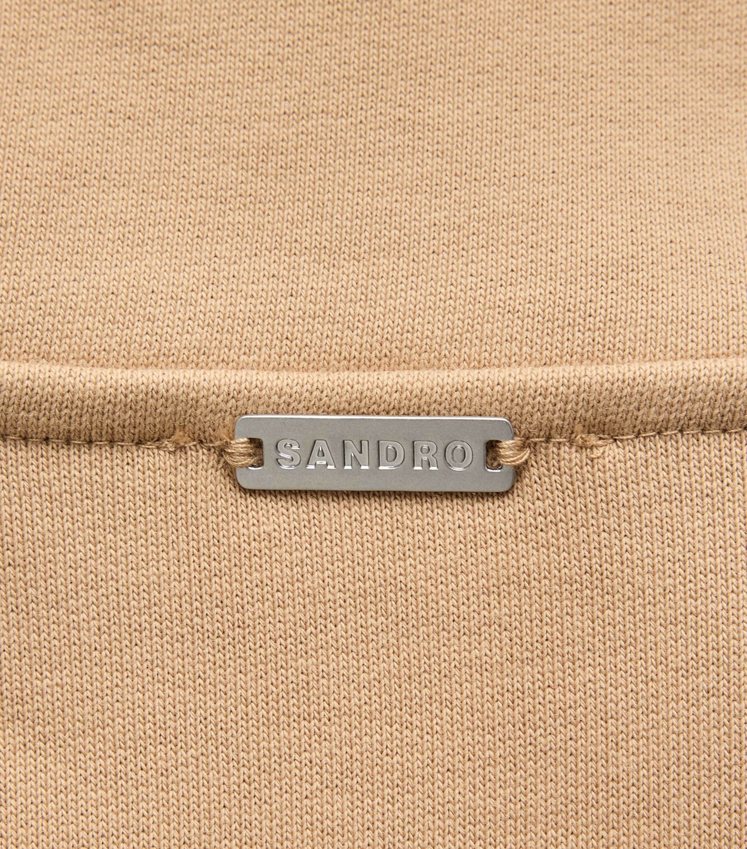 Sandro Paris Mens Cotton Half-Zip Sweatshirt Cappucino Image 6
