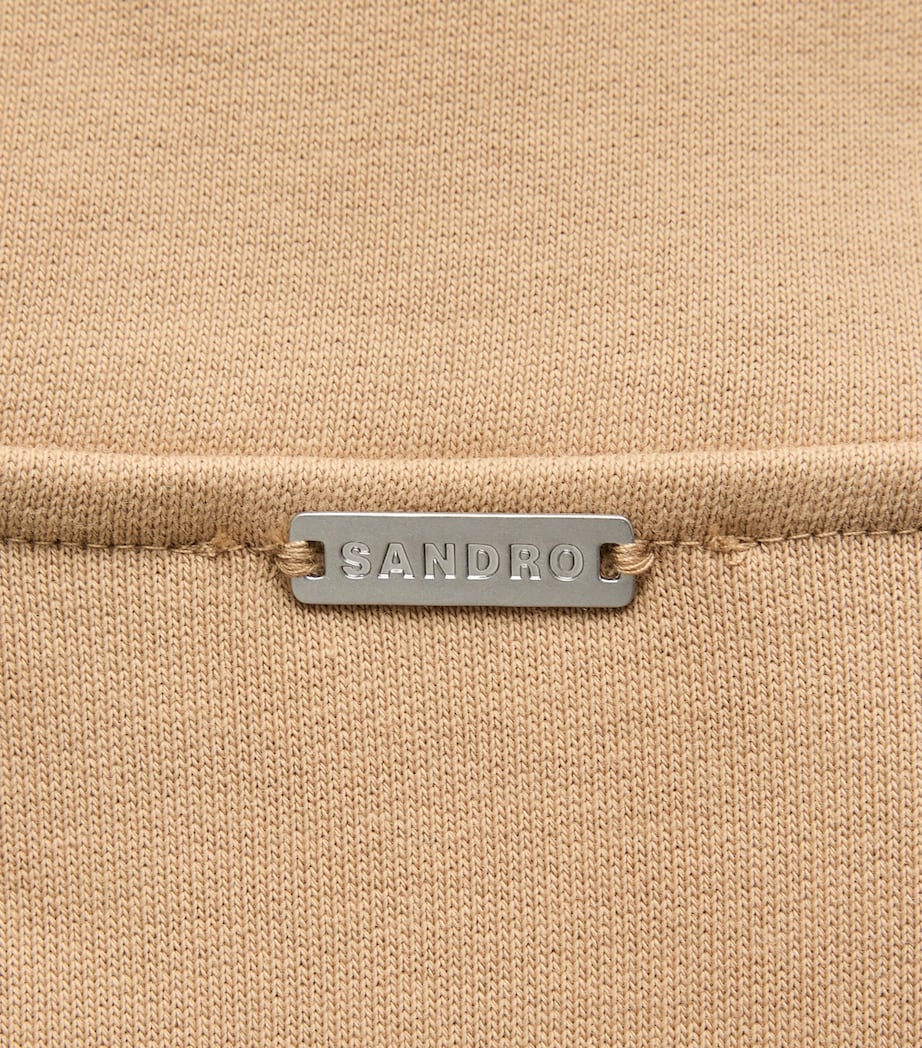 Sandro Paris Mens Cotton Half-Zip Sweatshirt Cappucino Image 6