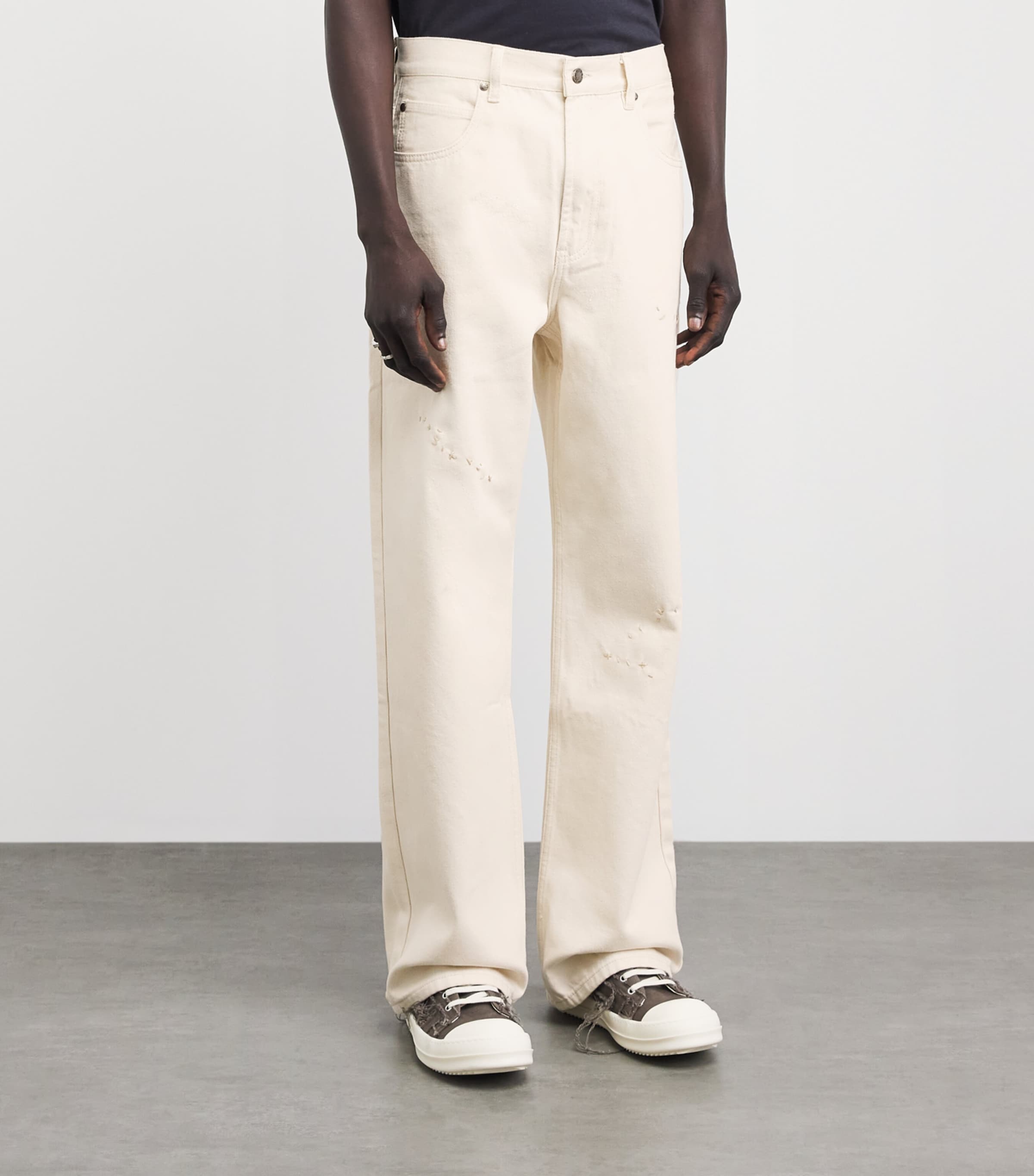 DOMREBEL Mens Jerk Bootcut Jeans Beige Image 4