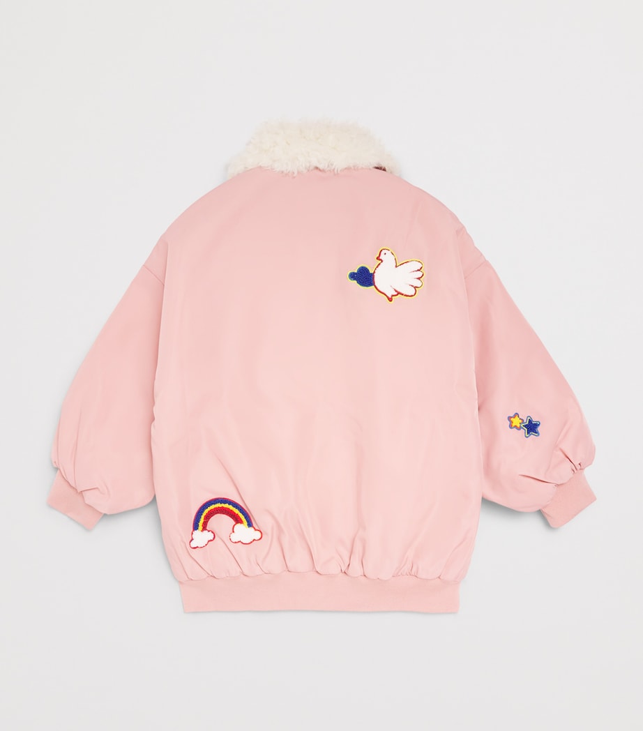 Stella McCartney Kids Twill Embroidered Bomber Jacket (3-14 Years) Pink Image 2