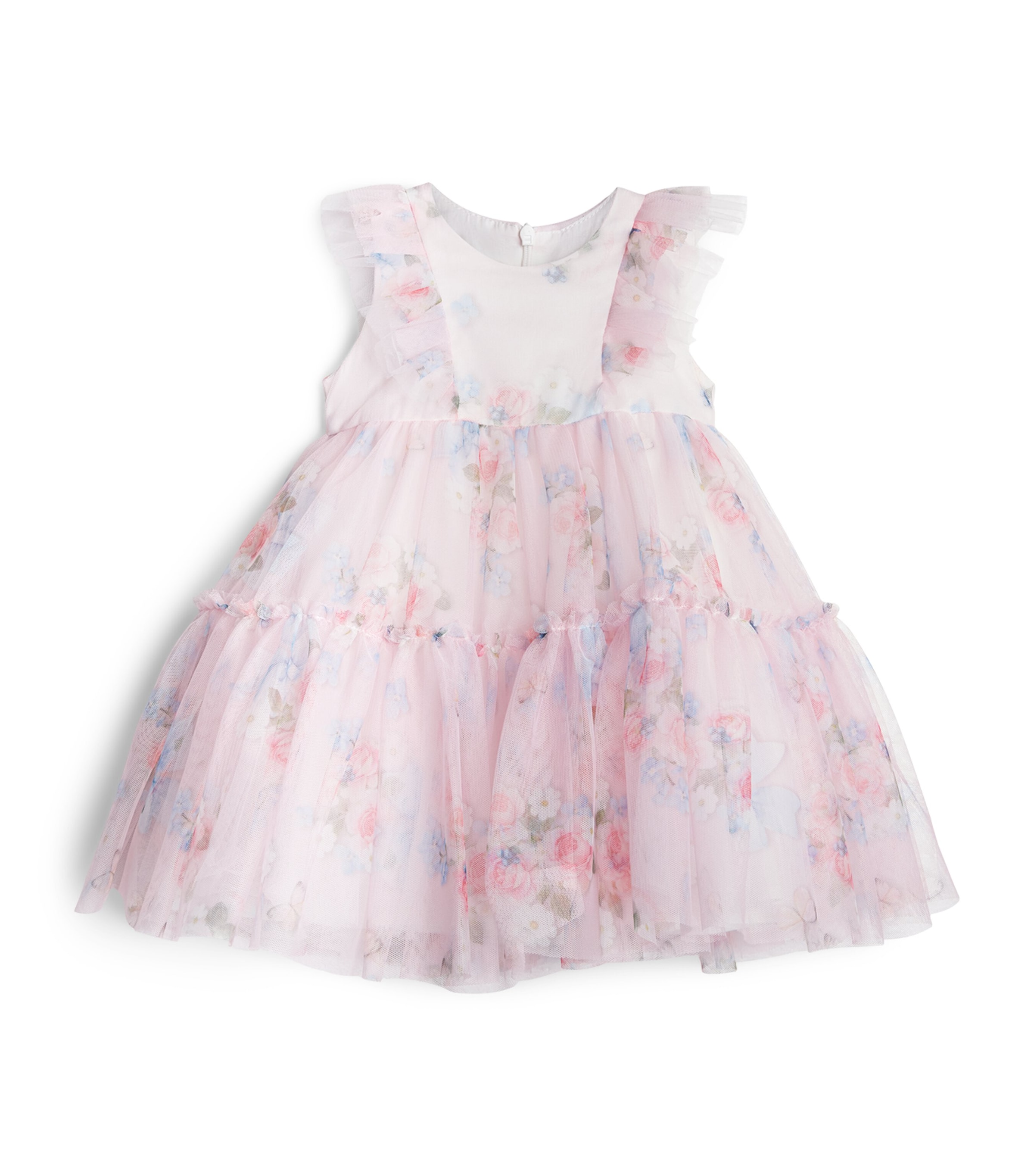 Monnalisa Floral Tulle-Overlay Dress (3-36 Months) Pink Fairytale Image 1