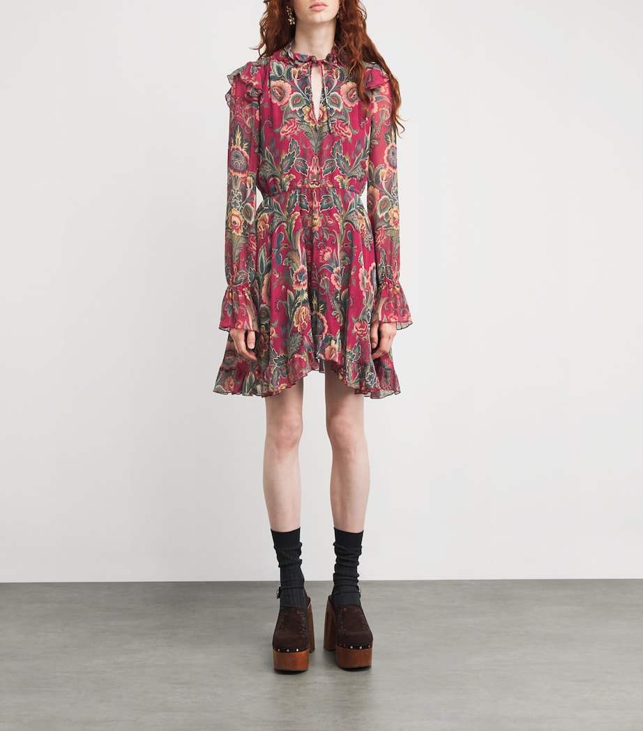 Ruffle Floral Mini Dress X0865 Image 3