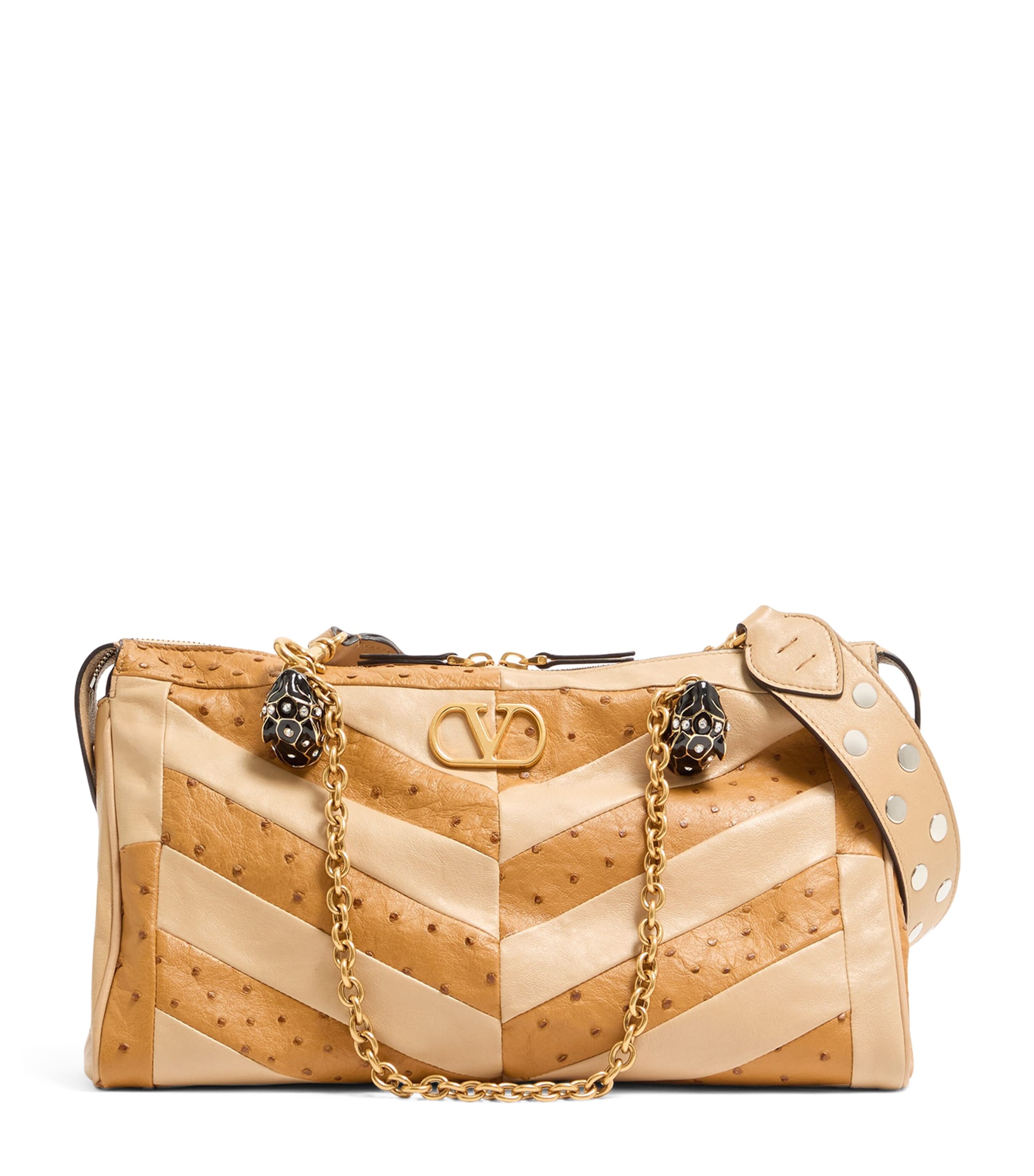 Valentino Garavani Medium Ostrich Leather Panthea Tote Bag