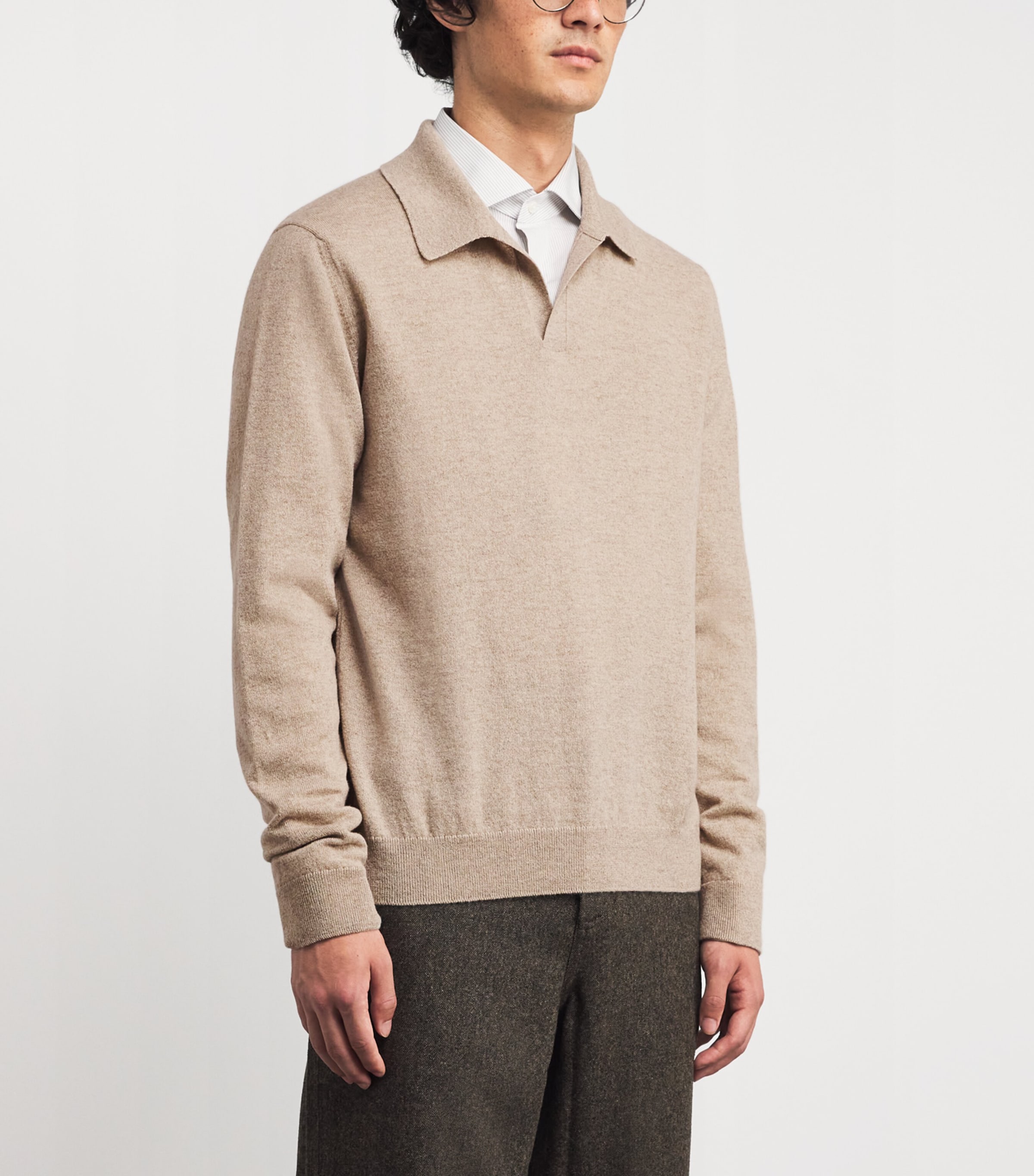 Cashmere Polo Sweater DARK MEDIUM DYED Image 3