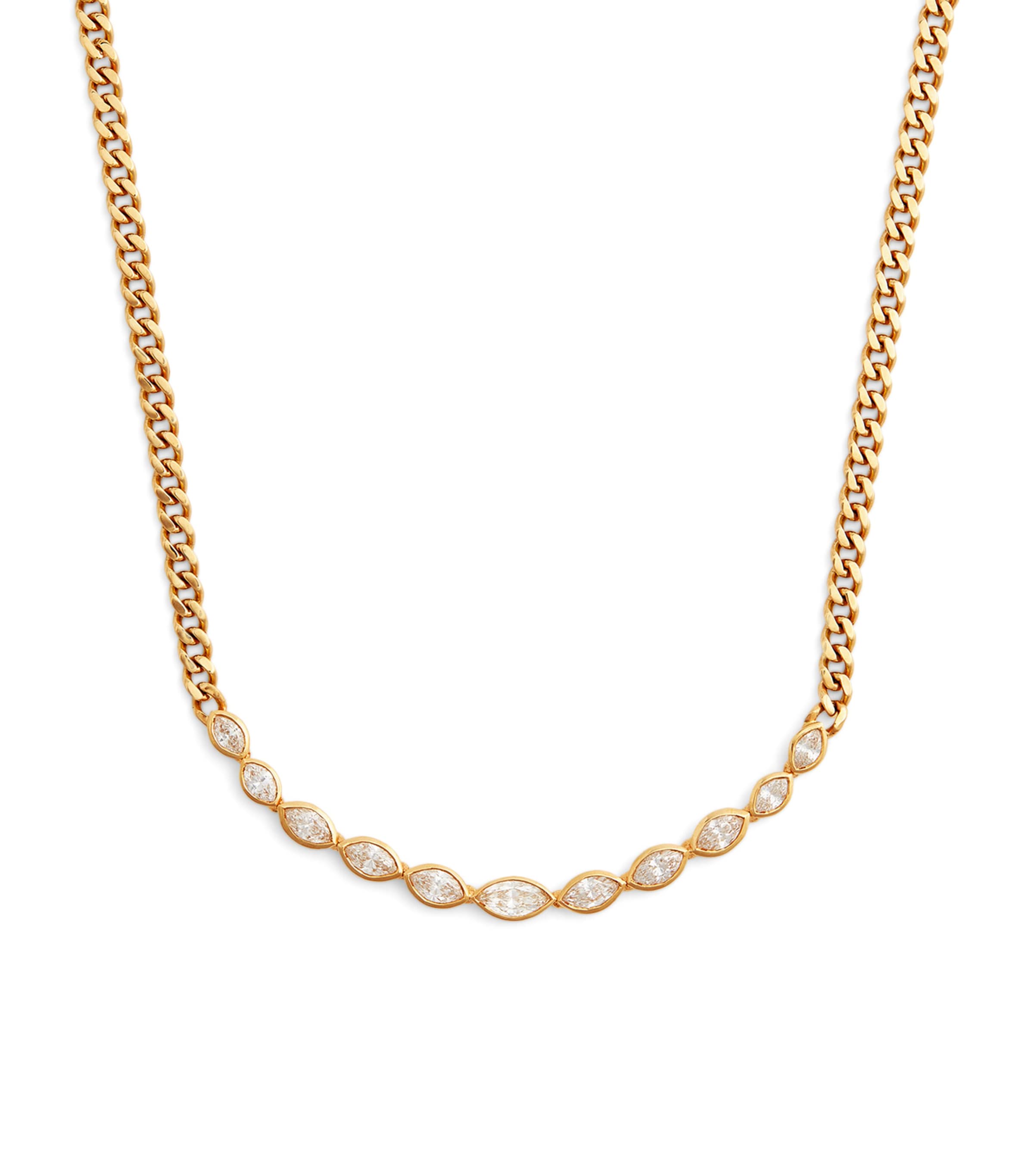 Shay Yellow Gold And Diamond Marquise Bezel Necklace In Gold