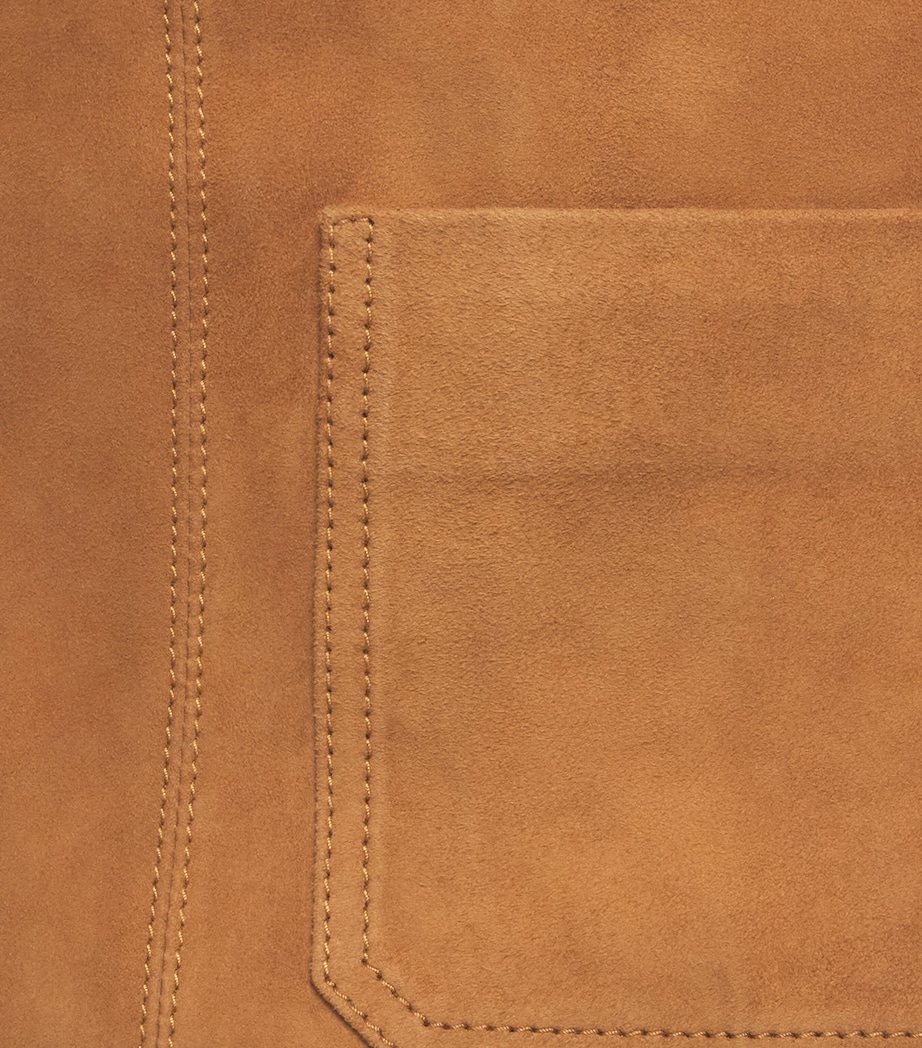 ME+EM Womens Suede Boxy Luxe T-Shirt Cigaro Brown Image 6