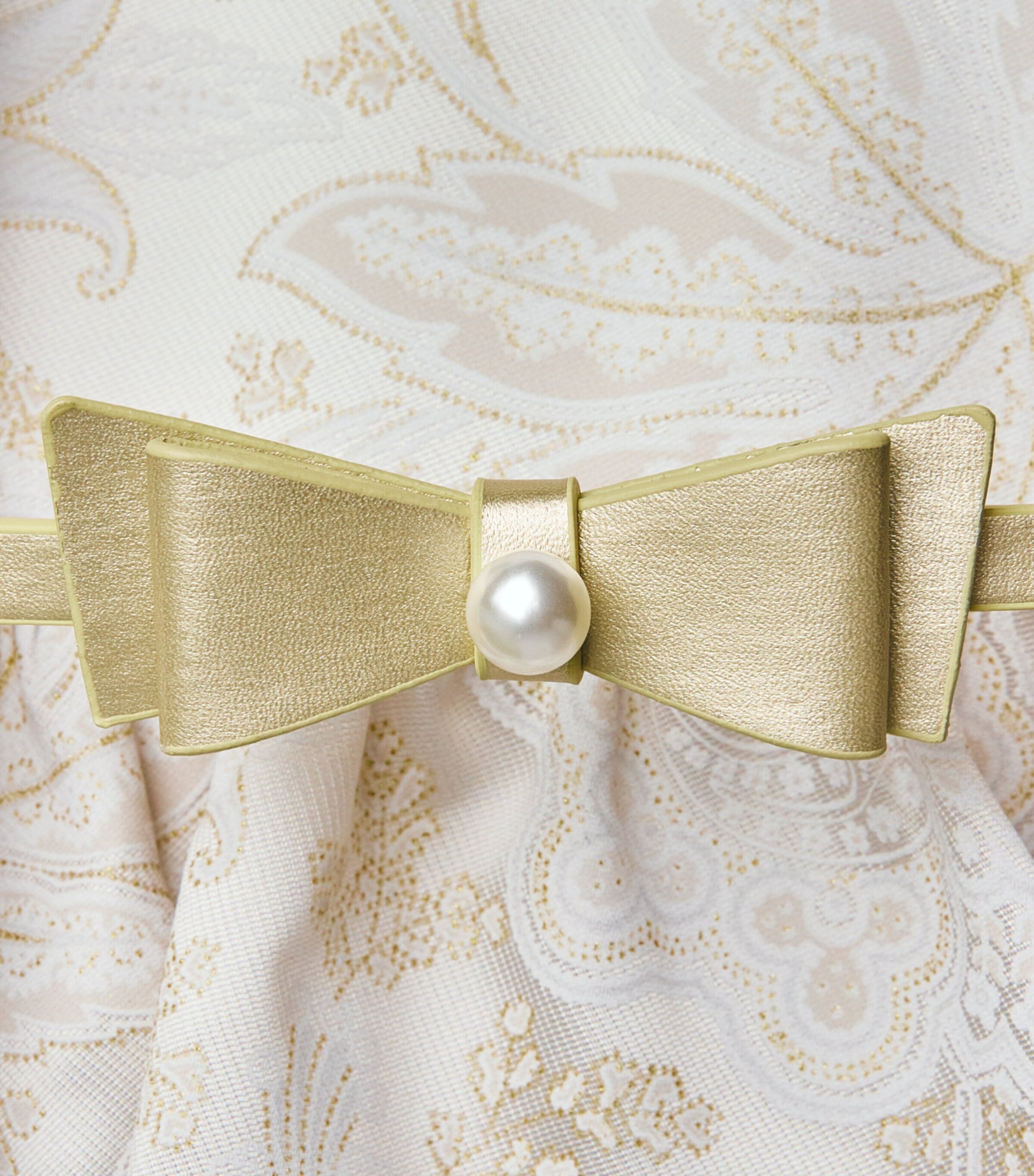 Monnalisa Paisley Dress (12 Months - 3 Years) Cream+gold Image 3