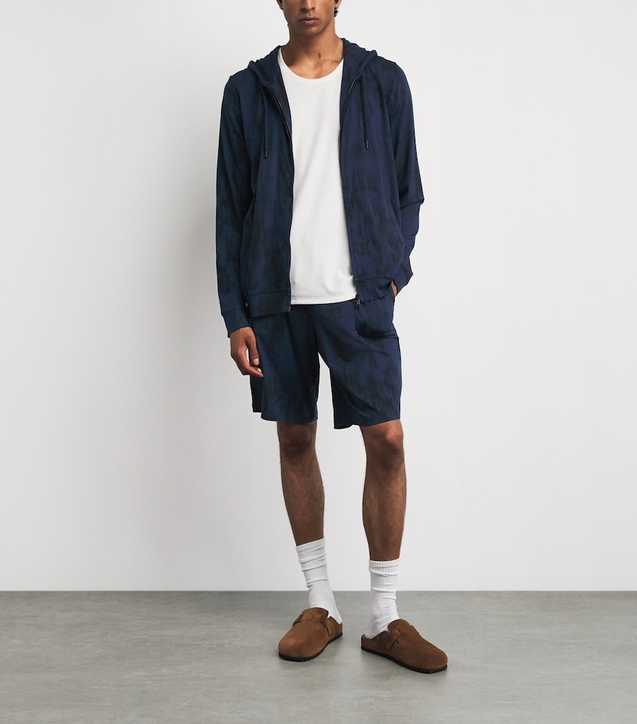 Derek Rose Mens Micro Modal Zip-Up Hoodie Nav Image 2