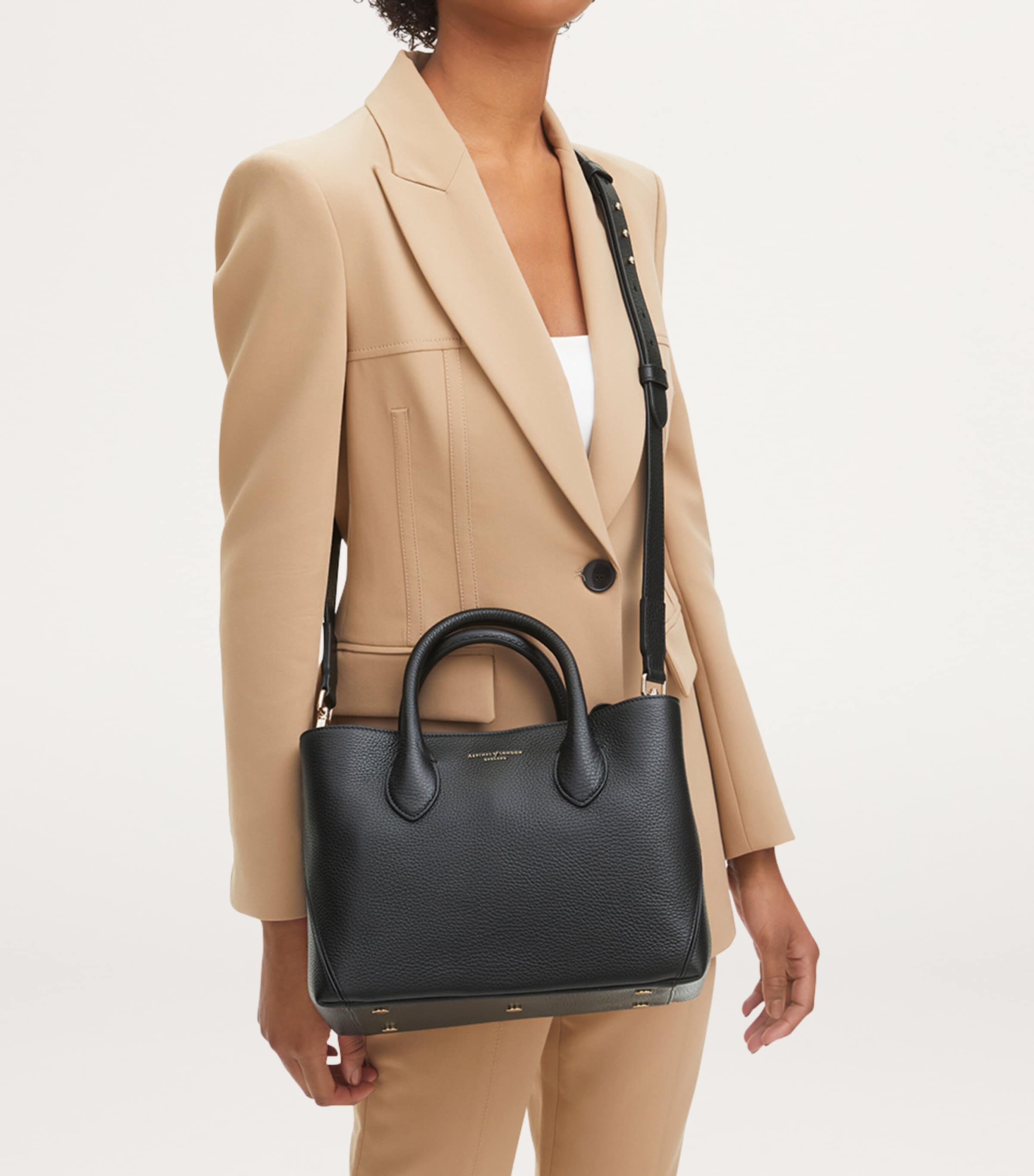 Midi Leather London Tote Bag BLACK Image 4