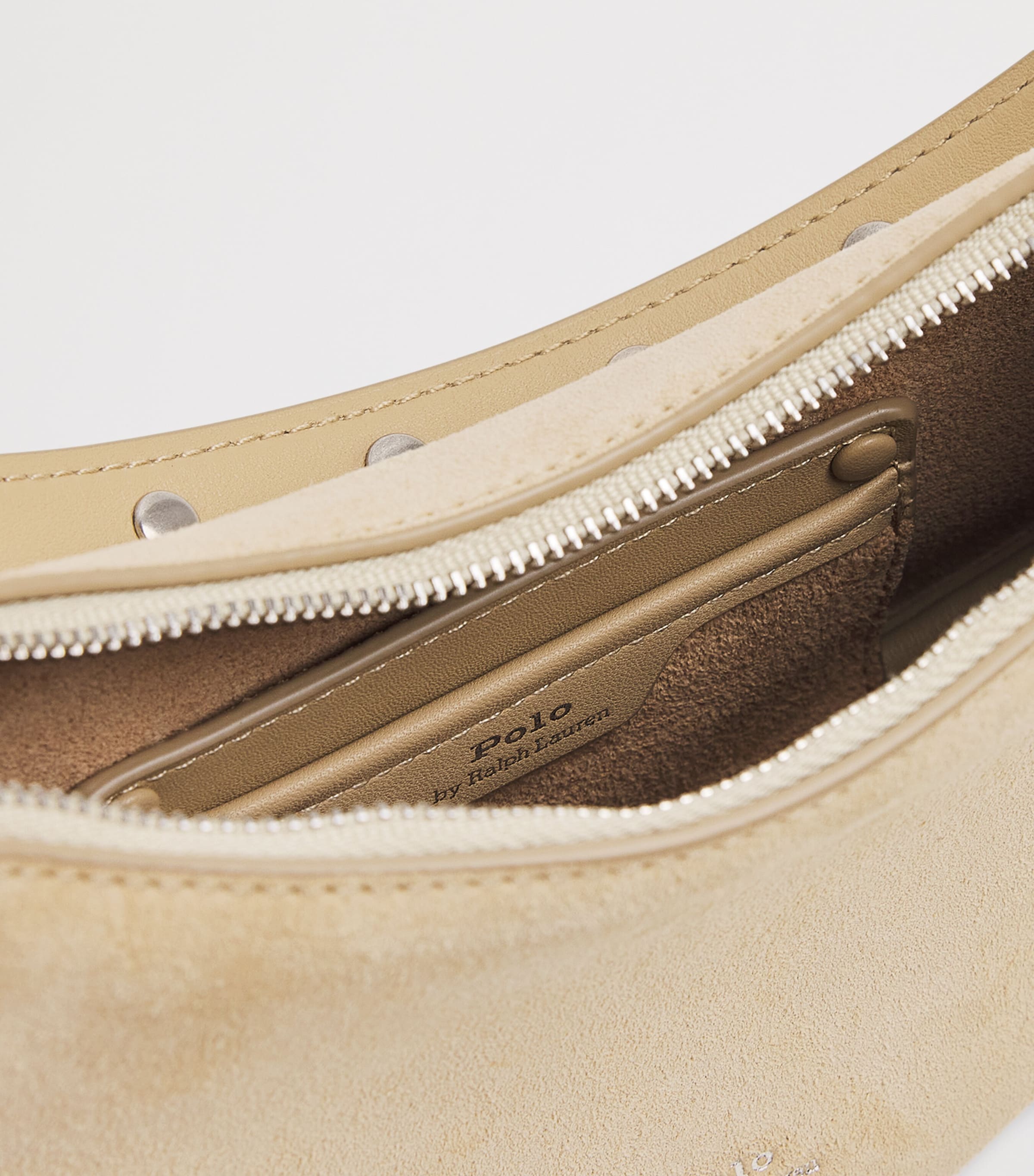 Mini Suede Studded ID Shoulder Bag CASHEW Image 4